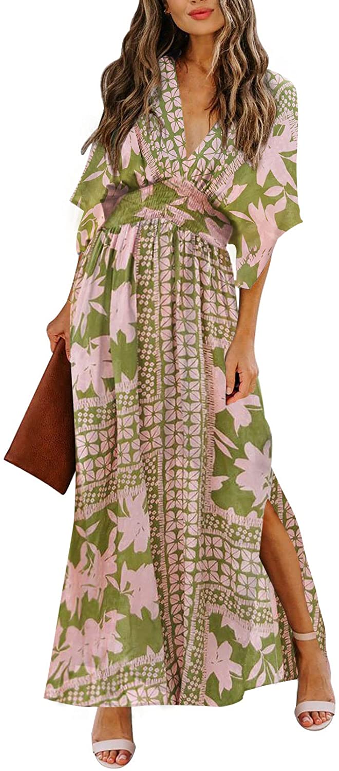 Women's Summer Maxi Dress Party Vacation High Slit Loose Long Beach Dress