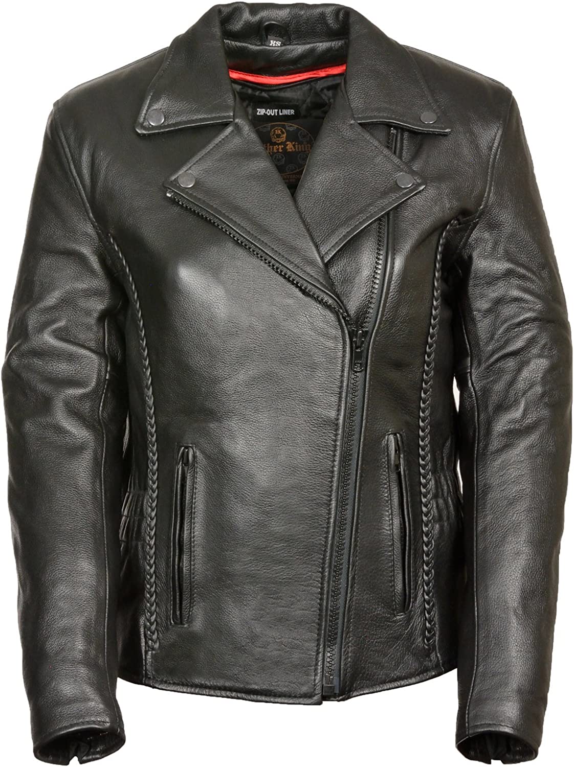 Milwaukee Leather Ladies Braided Basic Motorcycle Jacket with Elasticized Waist