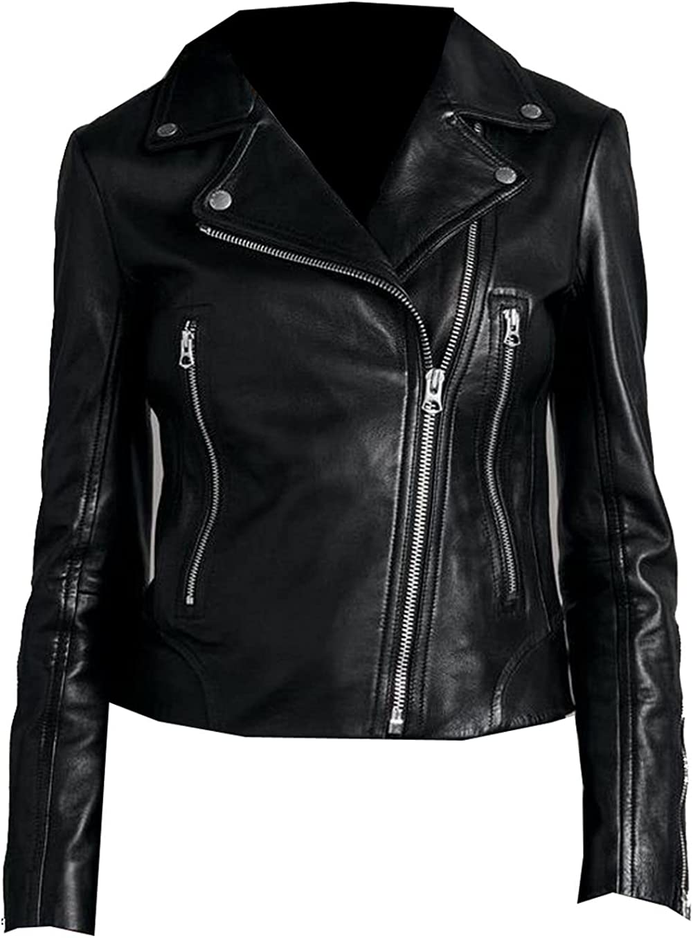 THE HUB LEATHER Buntybom Stylish Leather Jacket Black for Women