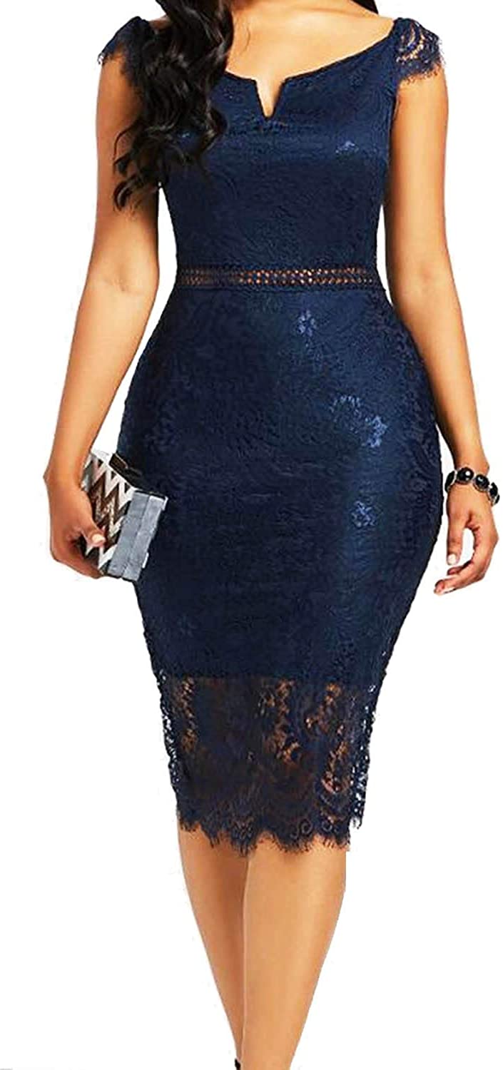 Women's Elegant Floral Lace Bodycon Cocktail Lace Dress