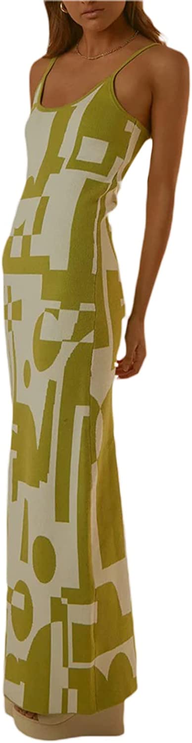 Bodycon Dresses for Women Summer Knit Hollow Out Sexy Night Out Midi Maxi Dress Sleeveless Long Cut Out Dress