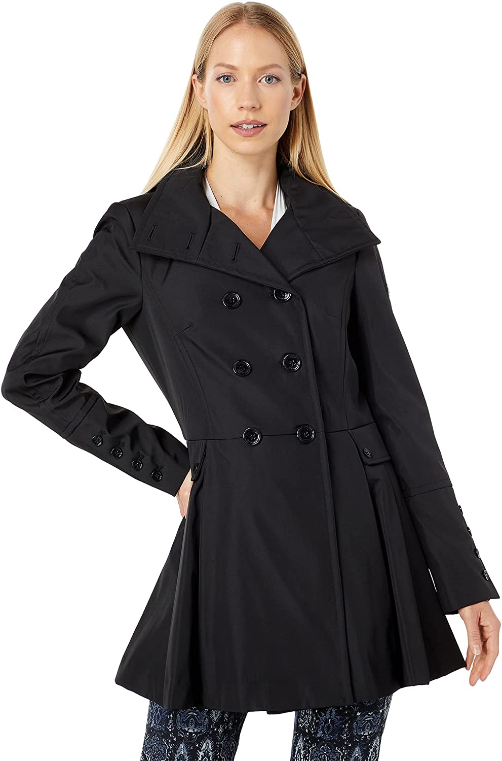 Calvin Klein Double Breasted Skirted Raincoat