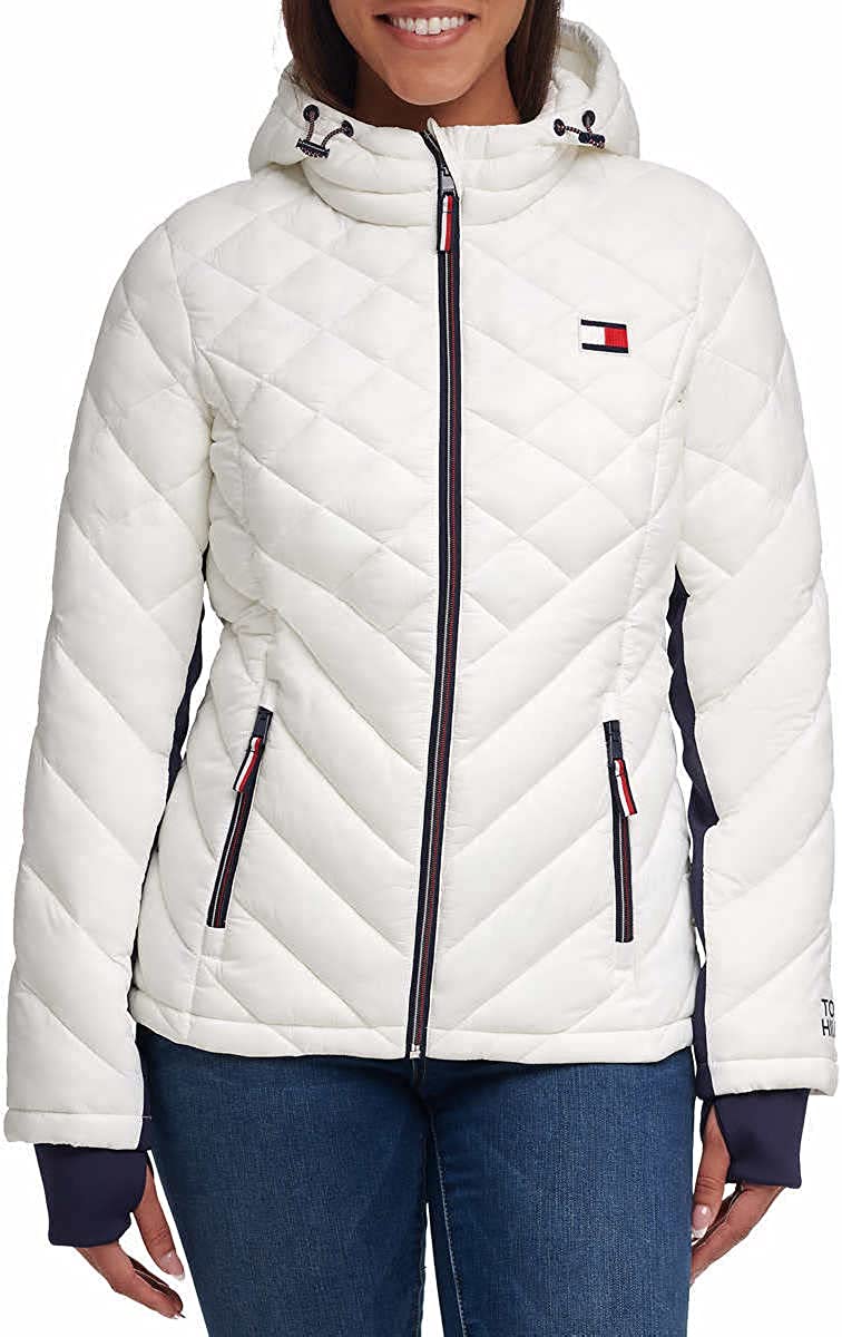 Tommy Hilfiger Women Hooded Zip Front Short Packable Jacket