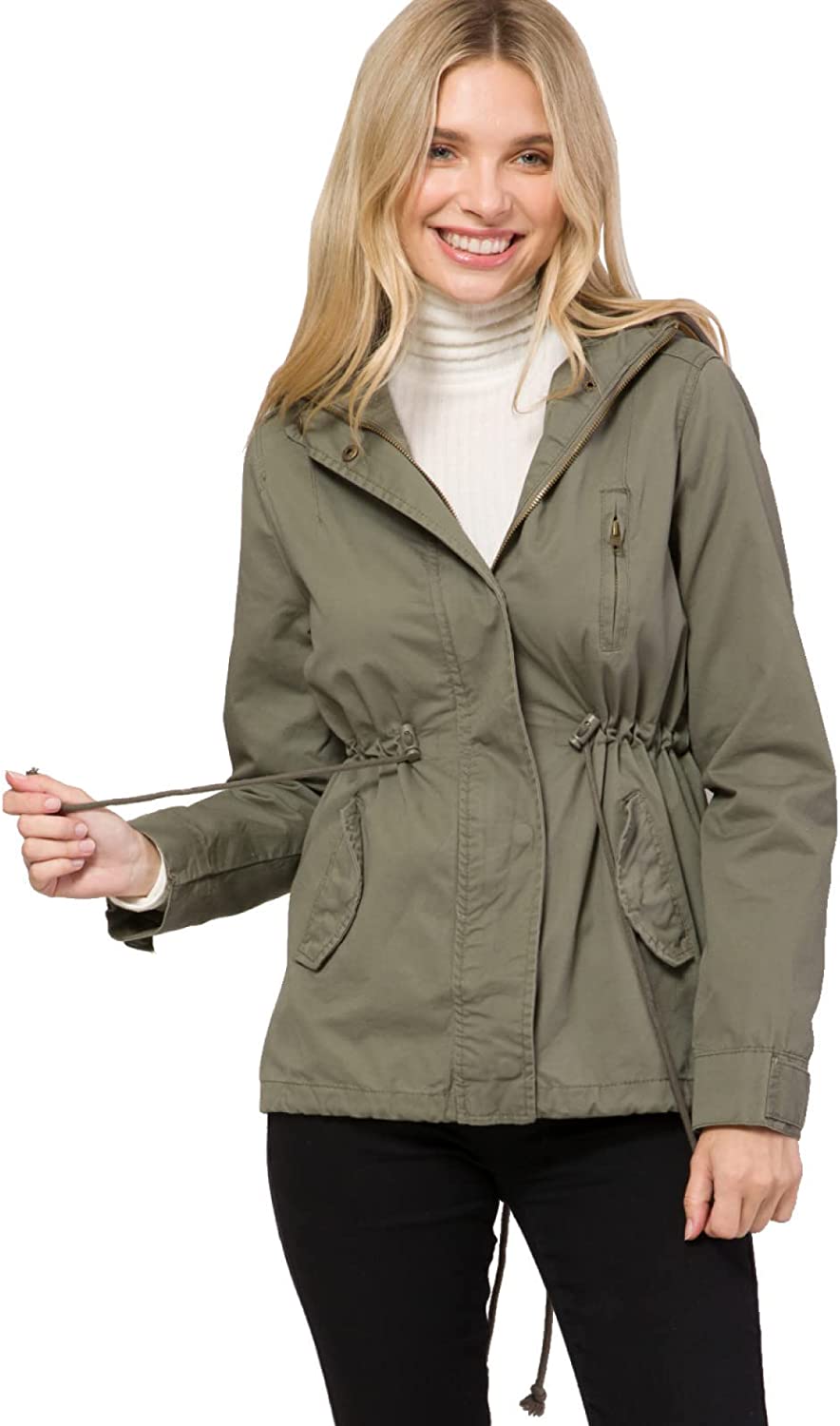 Design by Olivia Women's Military Anorak Safari Hoodie Jacket