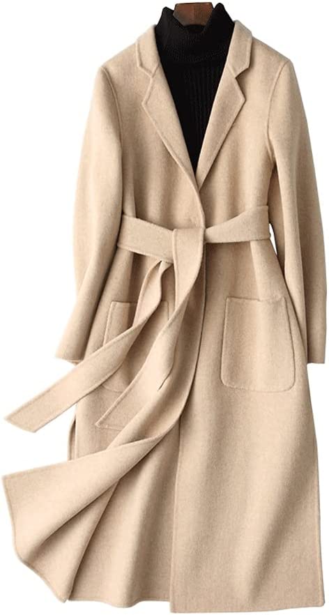 KJHD Autumn Woolen Coat Women Woolen Coat Elegant Long Coat Jackets Women Streetwear (Color : Beige, Size : XXL code)