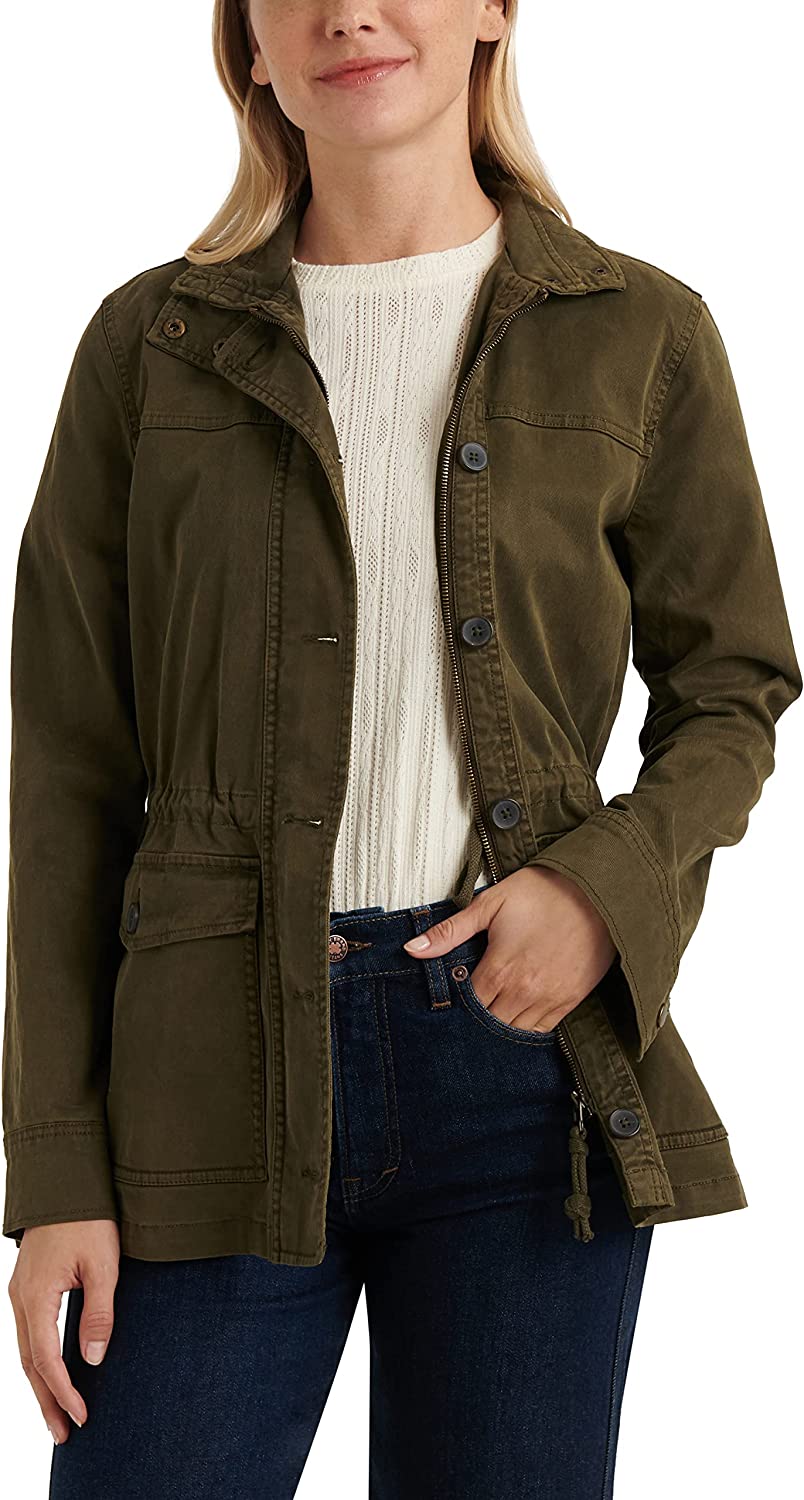Lucky Brand Women's Long Sleeve Button Up Two Pocket Utility Jacket