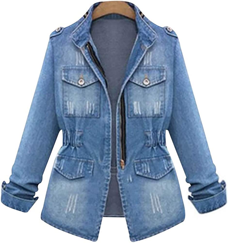 SUSIELADY Women Casual Denim Jacket Jeans Tops Half Sleeve Trucker Coat Outerwear Girls Fashion Slim Outercoat Windbreaker