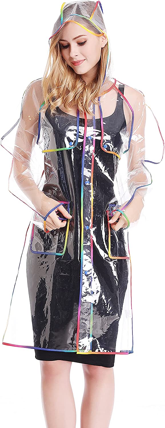 Bienvenu Transparent Raincoat for Women Rain Ponchos for Adult Waterproof Rain Jackets