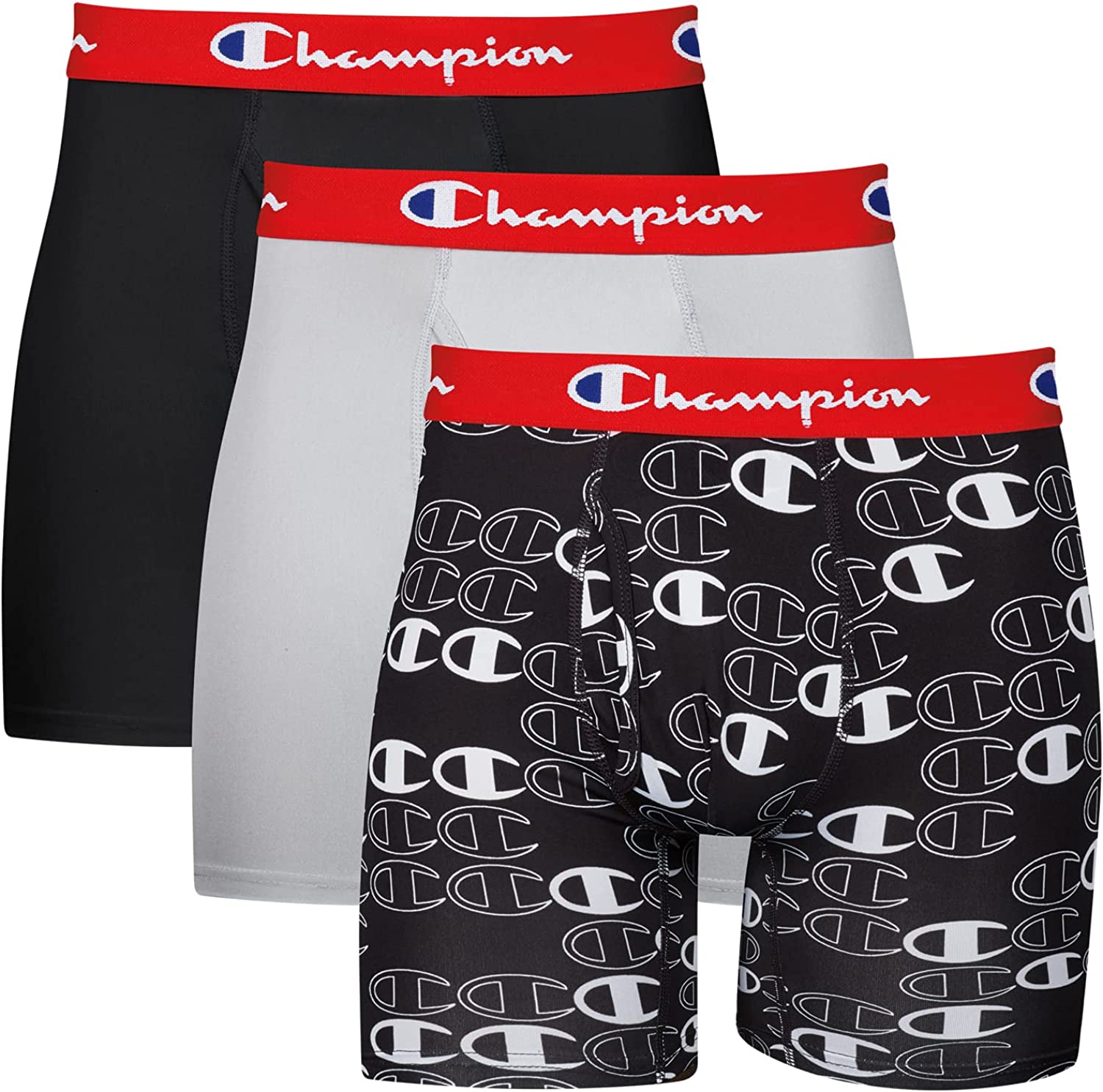 Champion Men's Lightweight & Breathable Stretch Boxer Brief (Pack of 3)