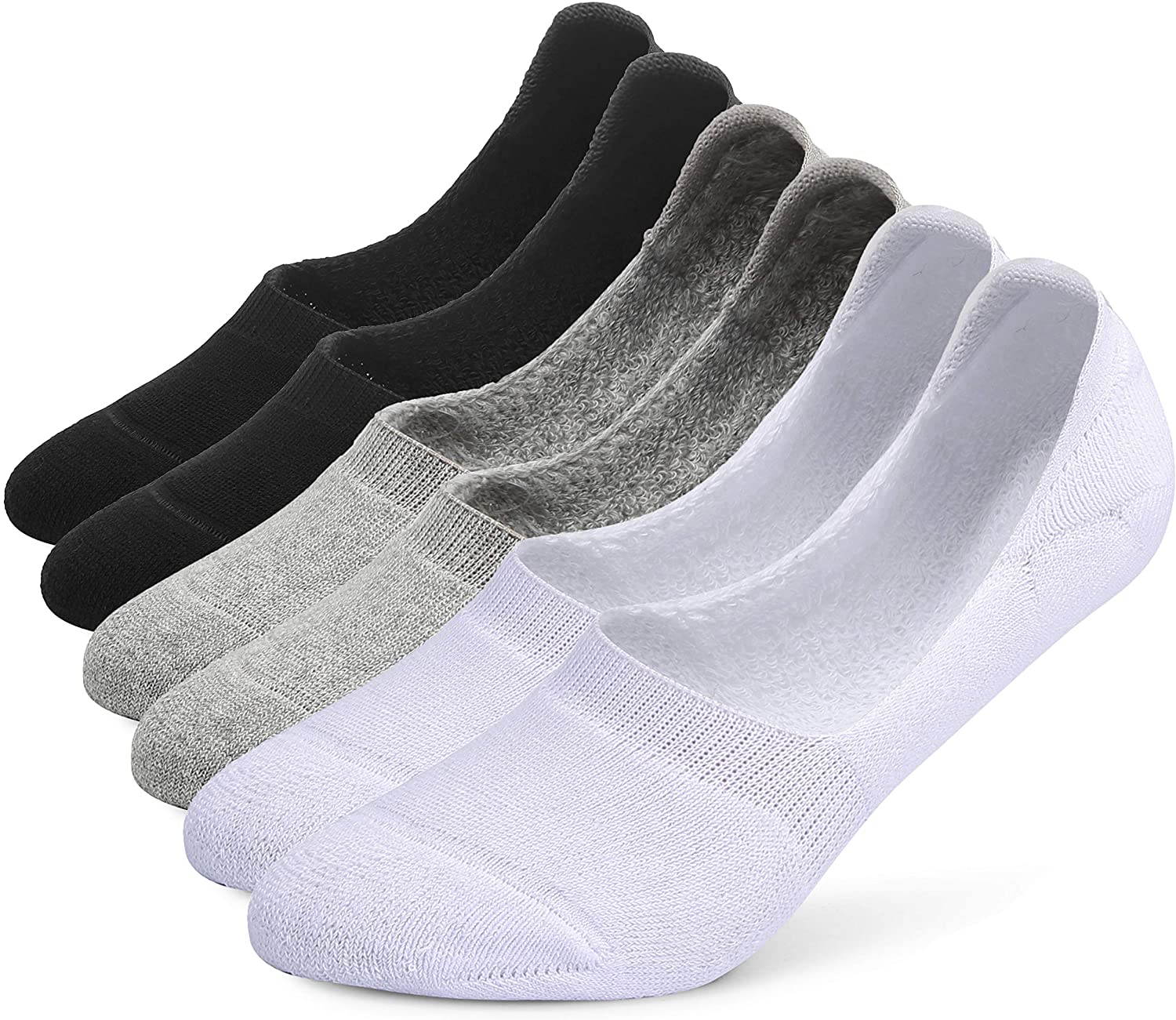 Leotruny 6 Pairs Unisex Thick Cushion Athletic Cotton Non Slip Low Cut Flat Liner No Show Socks
