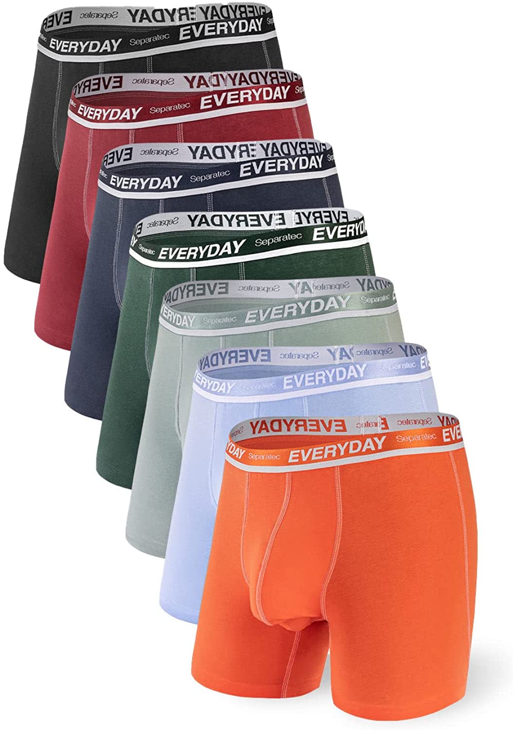 Separatec Men's 7 Pack Breathable Cotton Underwear Separated Pouch Colorful Everyday Boxer Briefs