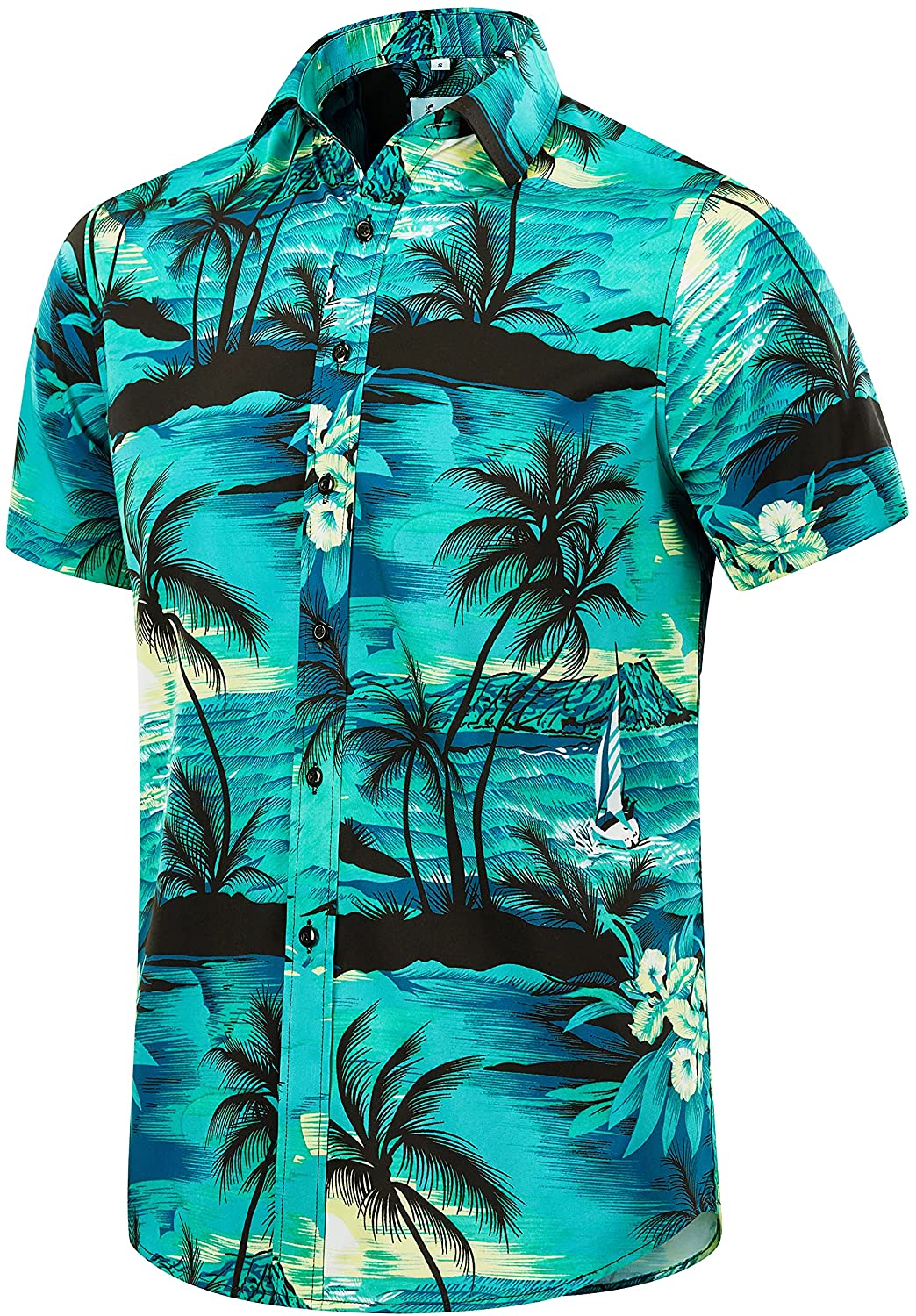 EUOW Men's Hawaiian Shirt Short Sleeves Printed Button Down Summer Beach Dress Shirts