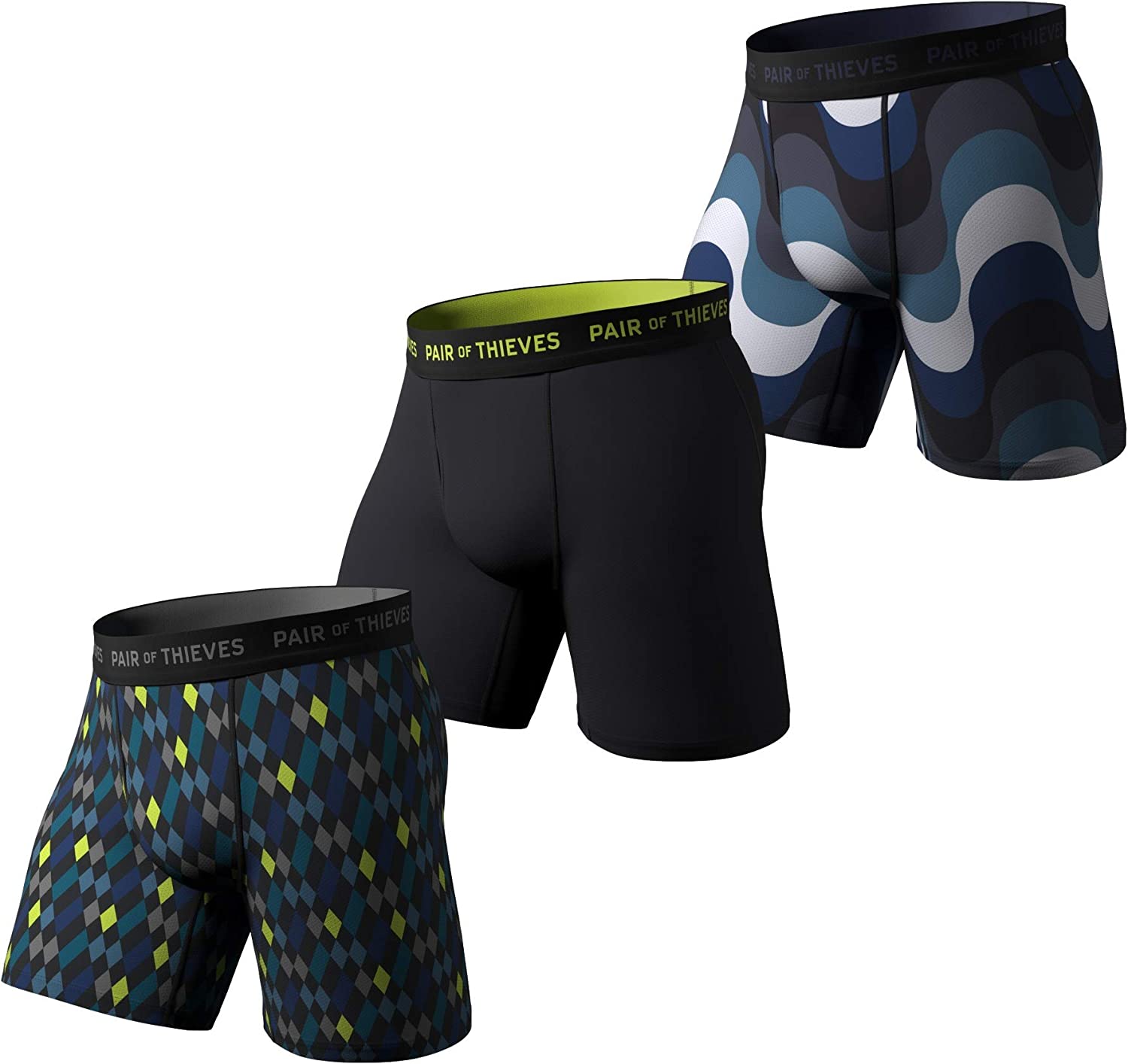 Pair of Thieves Super Fit Men’s Long Boxer Briefs, 3 Pack Underwear, AMZ Exclusive