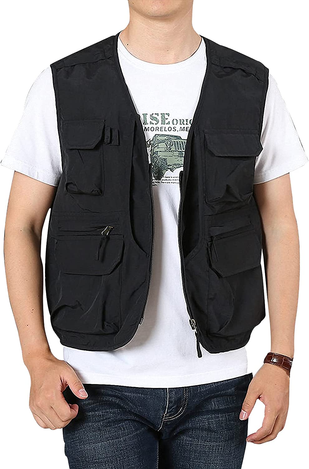 Arssm Men's Utility vest Outdoor Fishing Travel Safari Photo Cargo Vest for Men