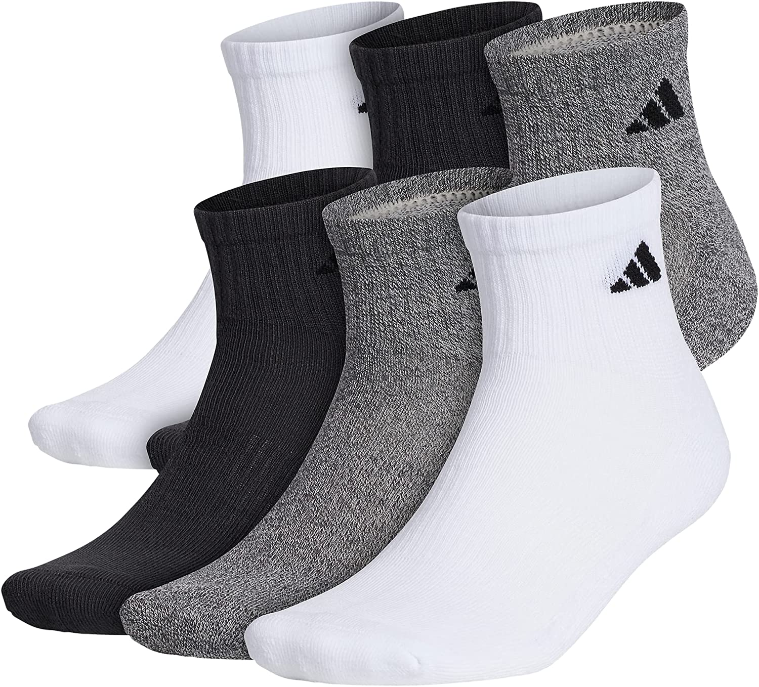 adidas Mens Athletic Cushioned Quarter Socks (6-pair)