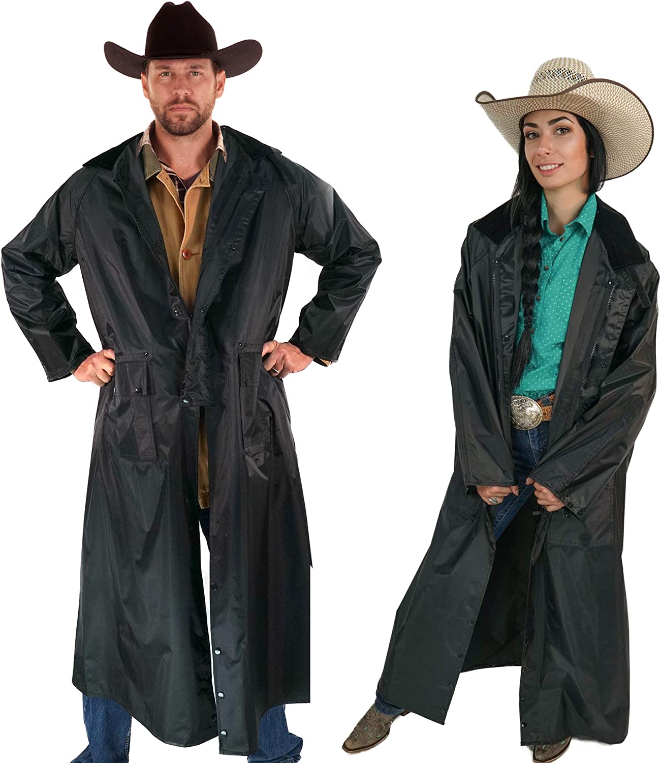 American Cowboy Saddle Slicker Rain Coat Duster – 100% Waterproof Full Length Unisex