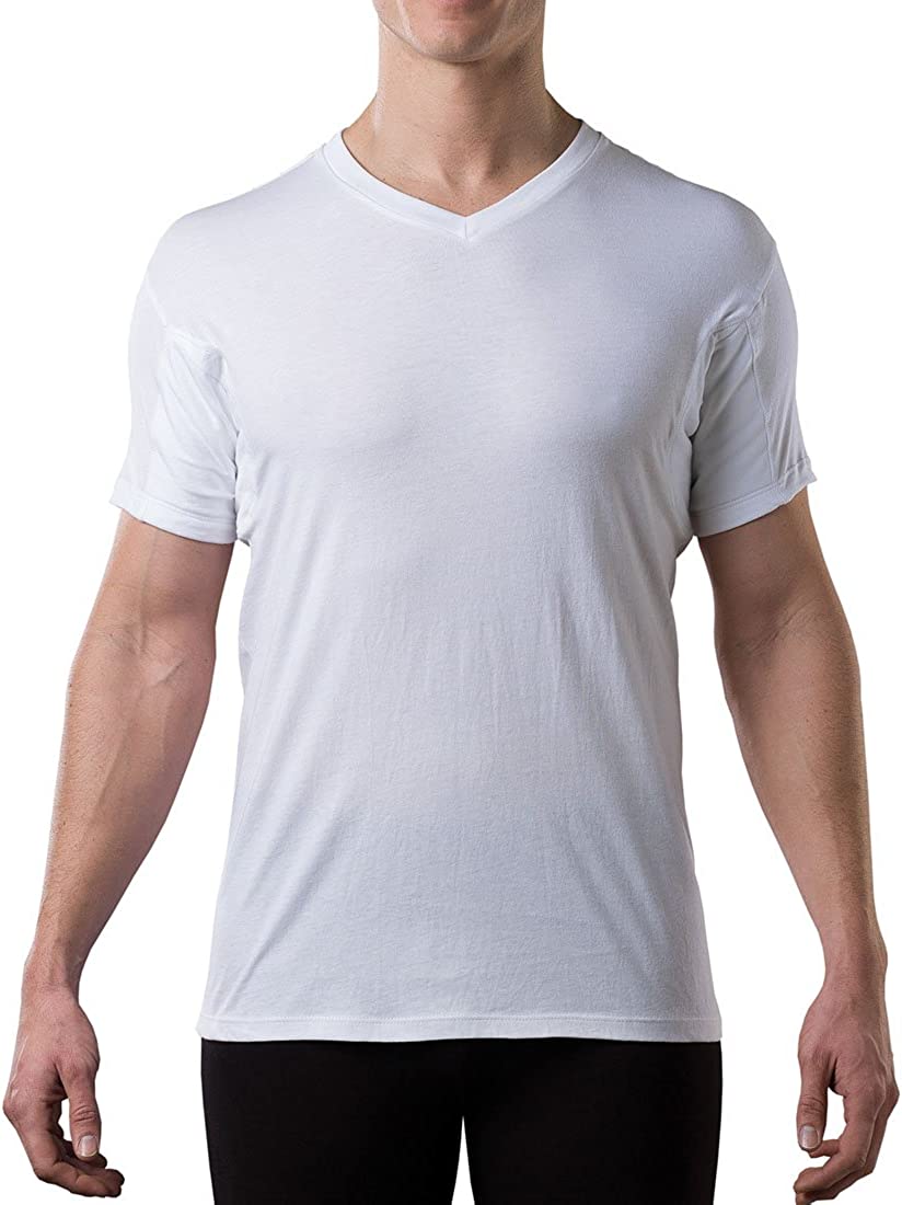 Sweatproof Undershirt for Men with Underarm Sweat Pads (Original Fit, V-Neck)
