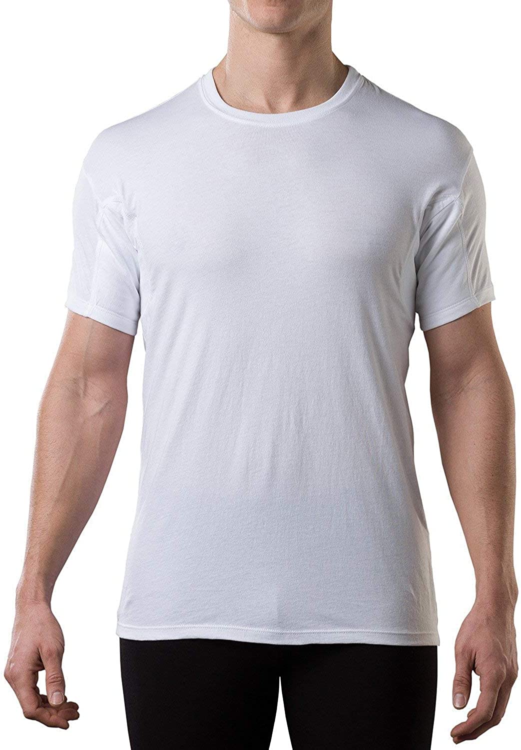 Sweatproof Undershirt for Men with Underarm Sweat Pads (Original Fit, Crew Neck)