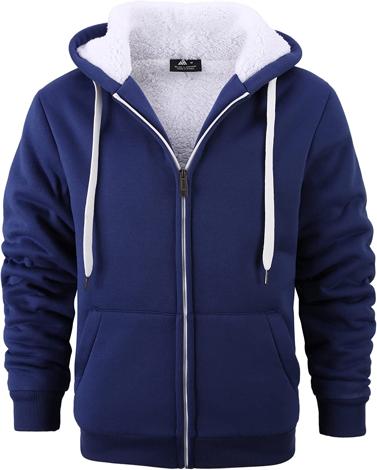 JACKETOWN Hoodies for Men Heavyweight Full Zip Up Fleece Sweatshirt Sherpa Lined Coat
