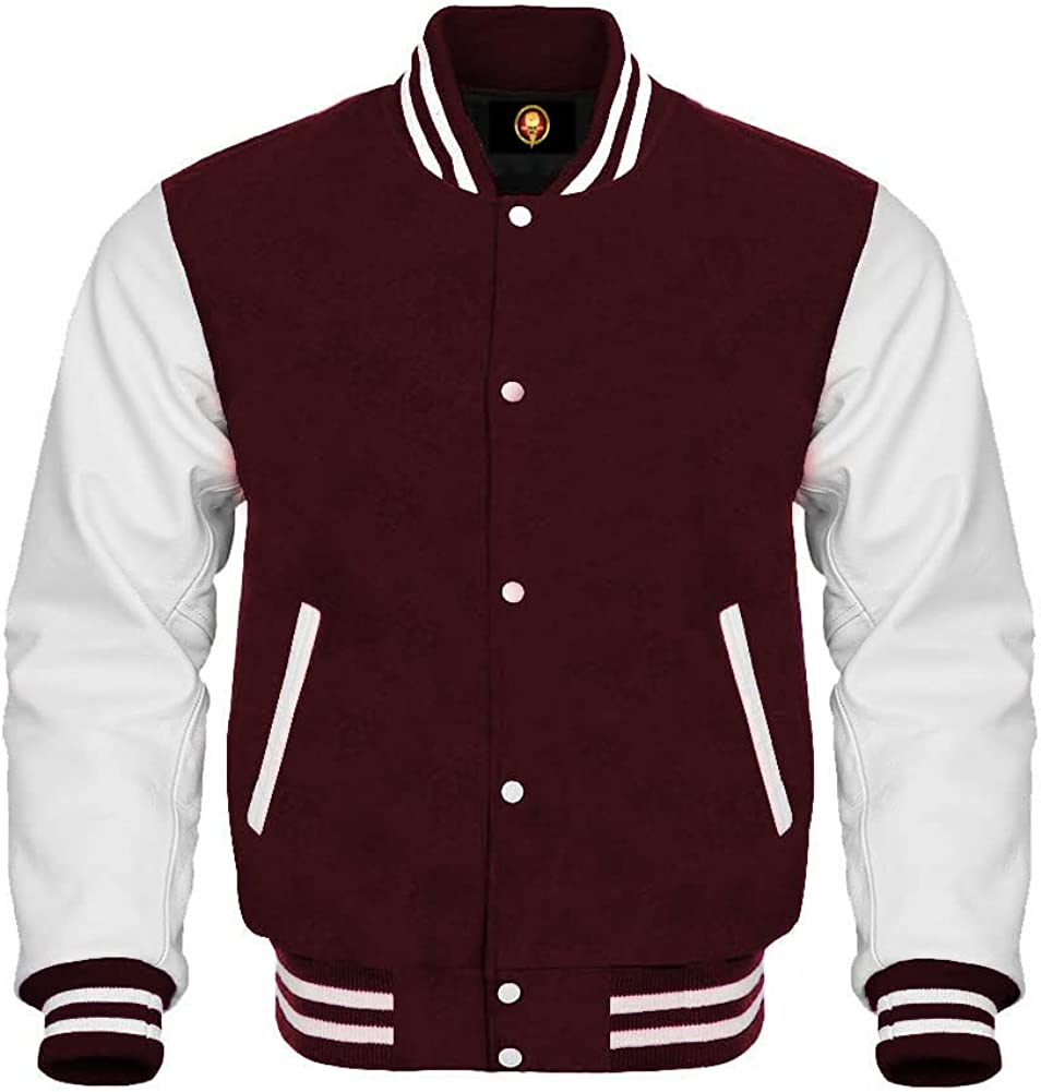 Cow leather Sleeves Genuine Wool Body Jacket Letterman Baseball Bomber Varsity Jackets