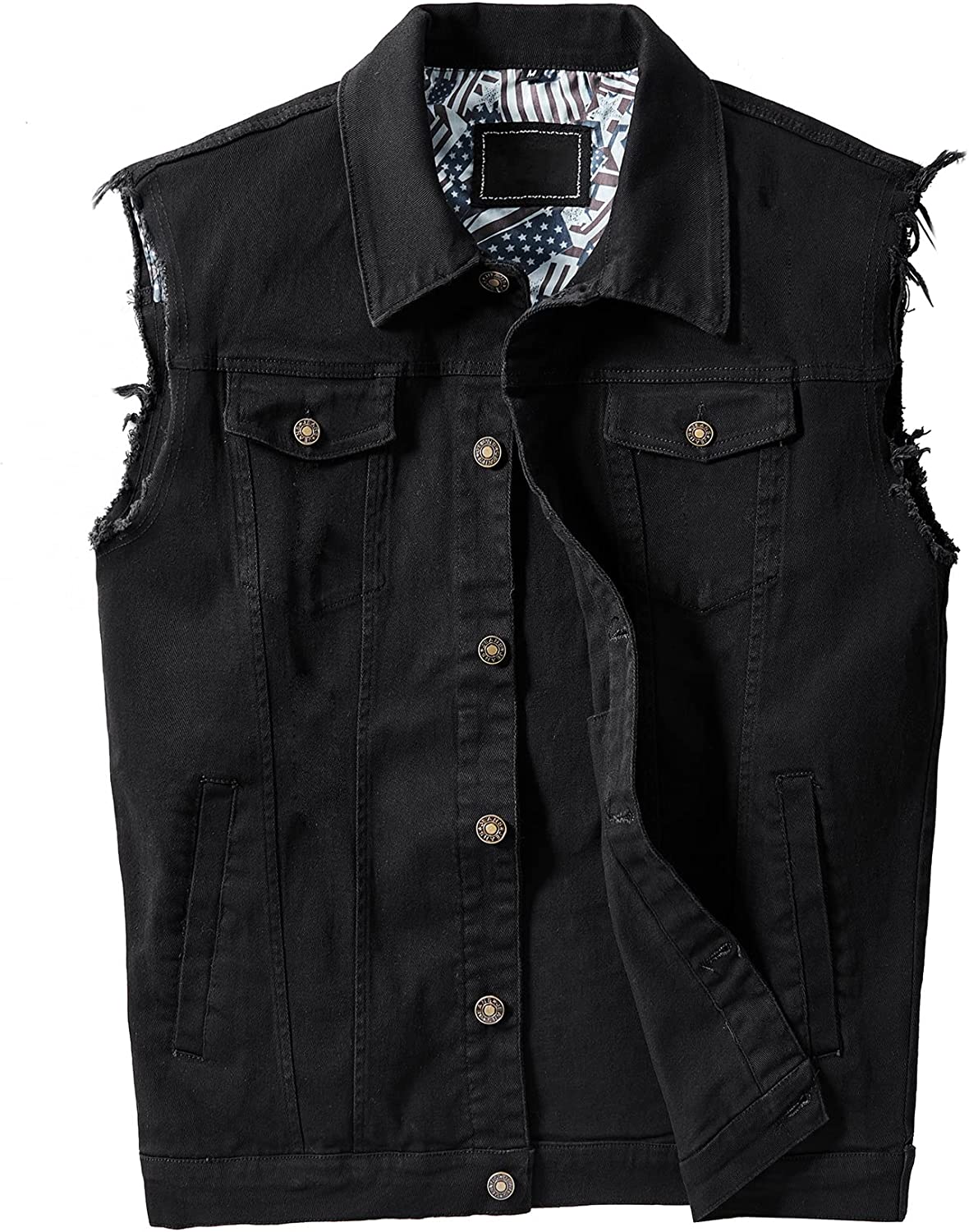 JYG Mens Casual Denim Vest Classic Trucker Button-Down Sleeveless Jean Jacket