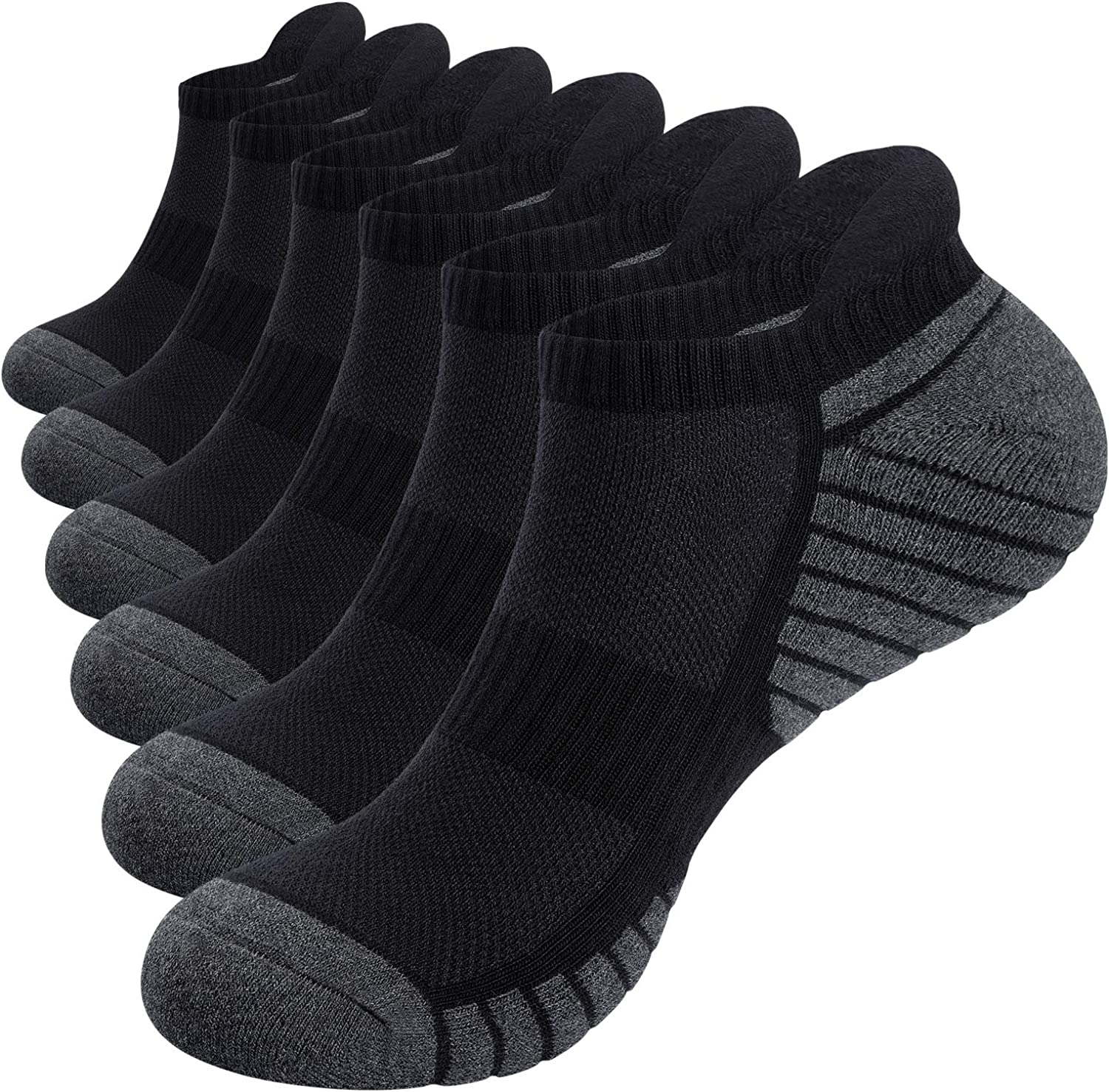 Mens Socks, 6 Pairs Anti-Blister Cushioned Breathable Running Cotton Socks, Athletic Ankle Sports Socks