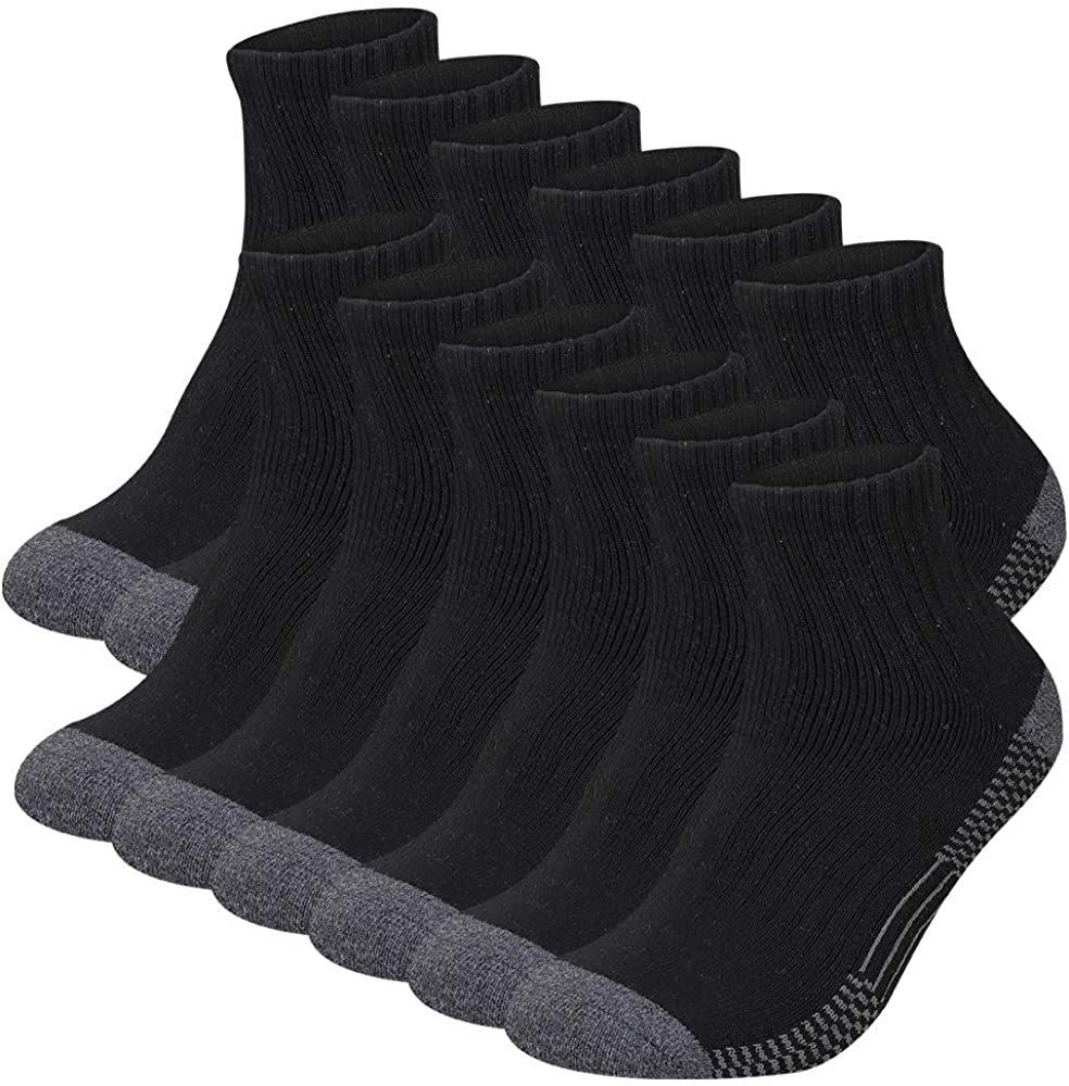 COOVAN Men's Athletic Ankle Socks 12 Pack Mens Cushion Comfort Casual Running Sock Size 10-13