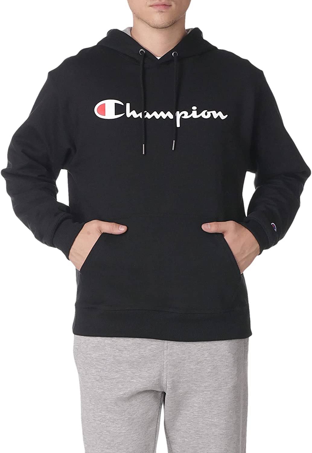 Champion Men's Powerblend Fleece Pullover Hoodie, Script Logo
