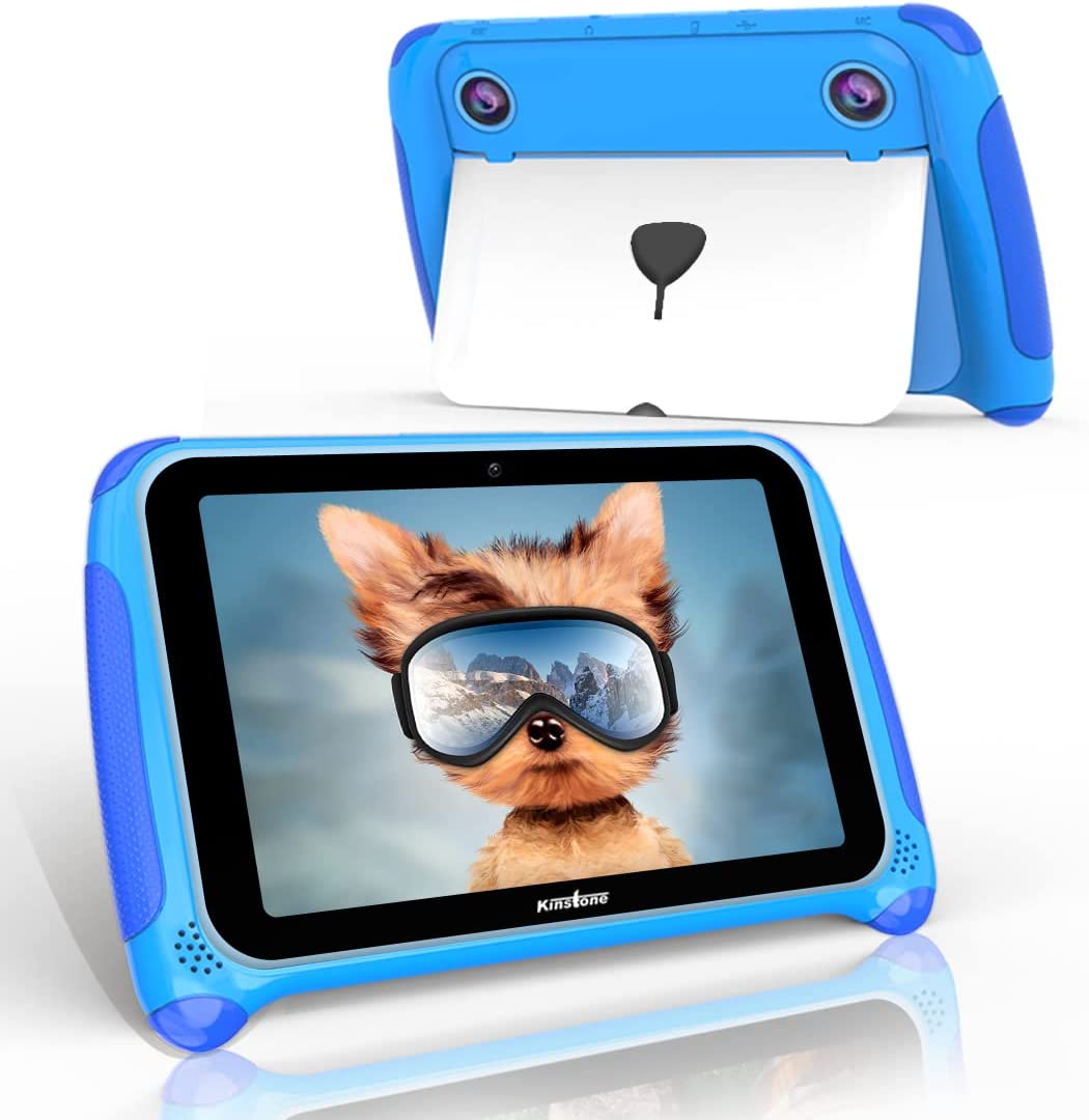 Kinstone 7 inch Kids Tablet with Parental Control,Lovely Android 11 Tablets PC Quad Core 32GB Memory Storage 2GB RAM Dual Camera Google Certified WiFi Bluetooth 4.2 ages3-12(Blue)