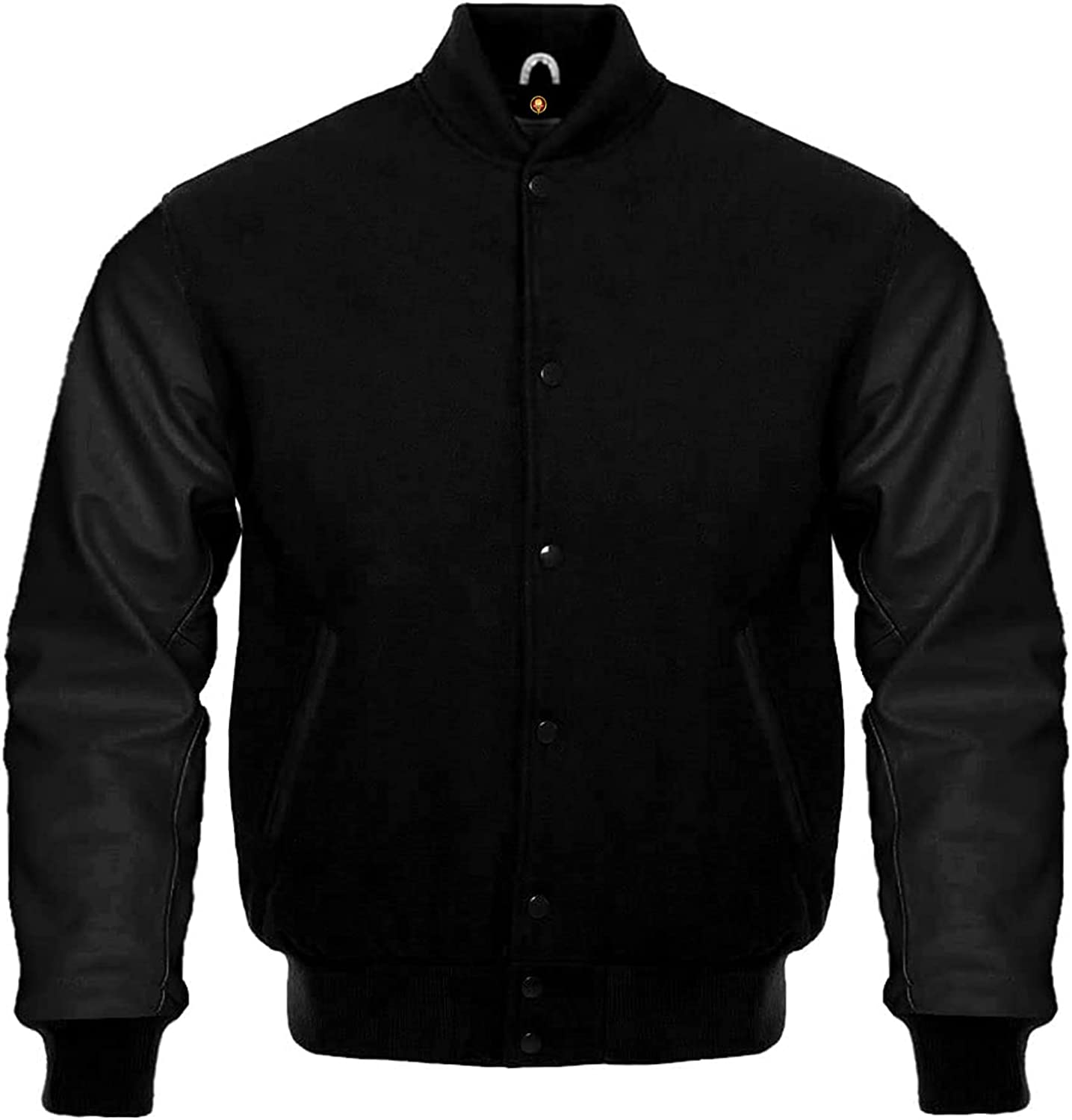 Men's Bomber Baseball Varsity Letterman Jacket Wool Body Leather Sleeves (35 Colors Option)