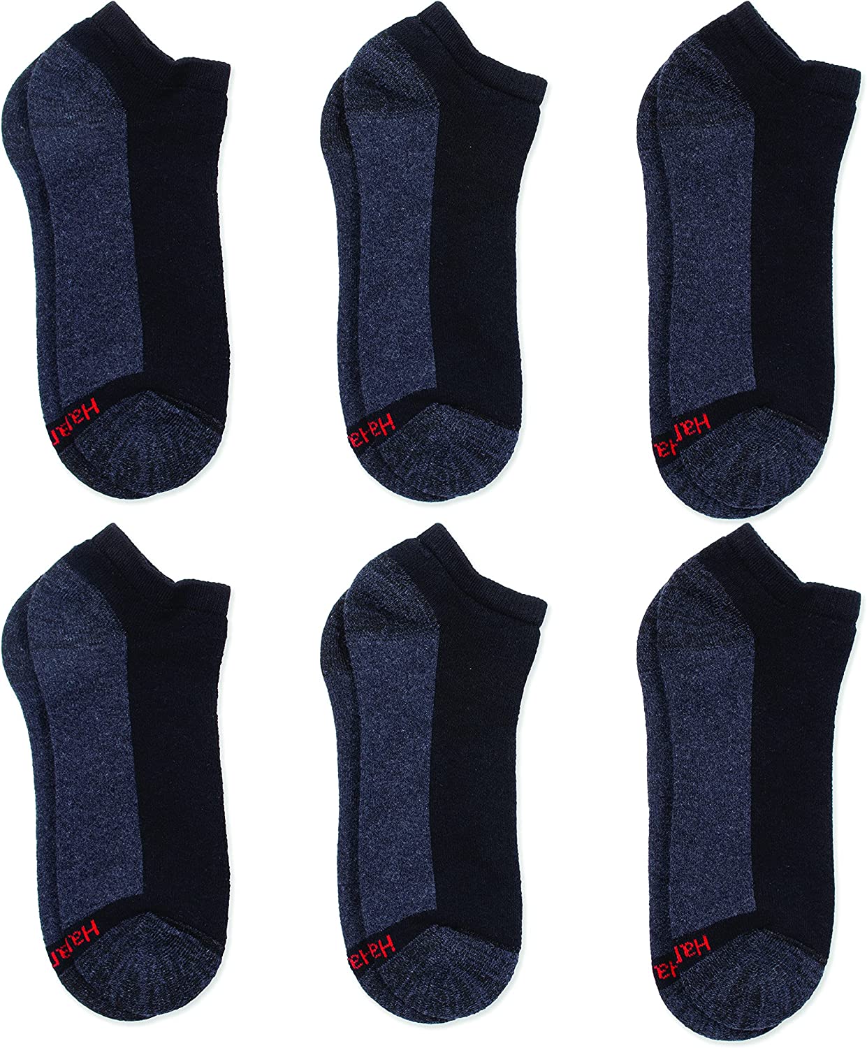 Hanes mens Socks, 6-pair Pack Max Cushion Low Cut, Black/Grey Foot Bottom, 6 12 US