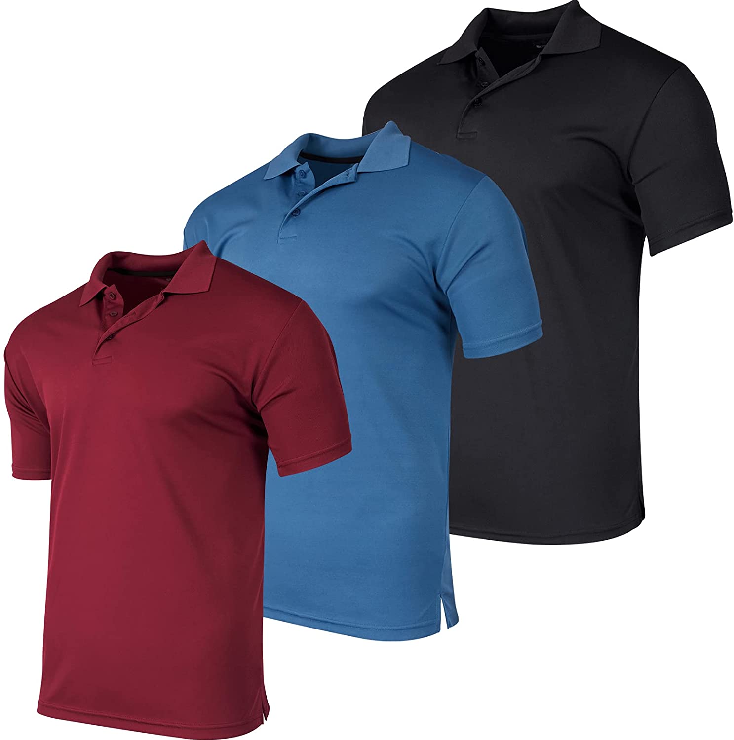 3 Pack: Men's Quick-Dry Short Sleeve Athletic Performance Polo Shirt - Regular & Big-Tall (S-5X)