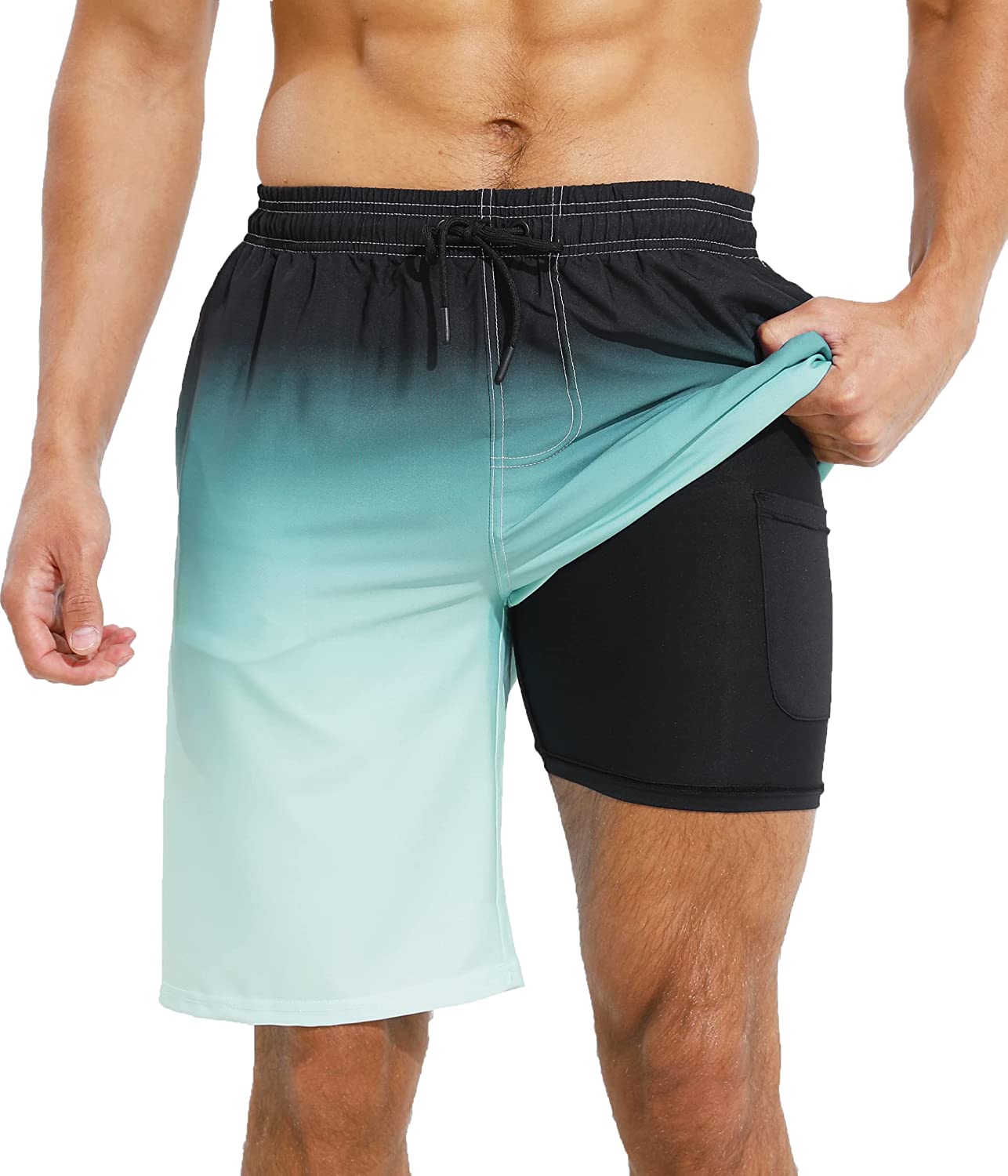 XSKJY Mens Swim Trunks with Compression Liner Swim Trunks Quick Dry Surfing Summer Beach Shorts Swimsuit Sports Shorts