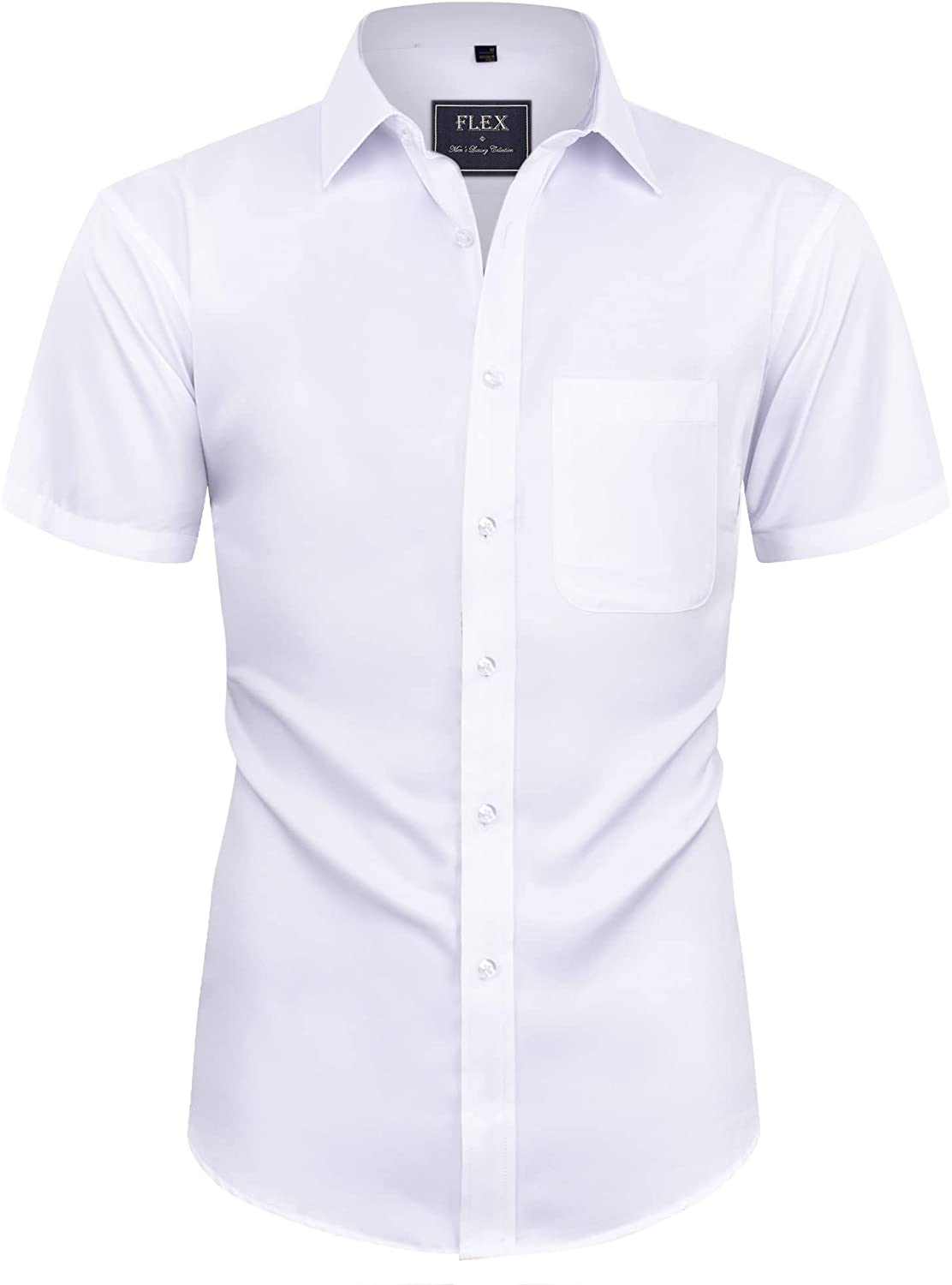 Alimens & Gentle Mens Short Sleeve Dress Shirts Wrinkle Free Solid Casual Button Down Shirts with Pocket