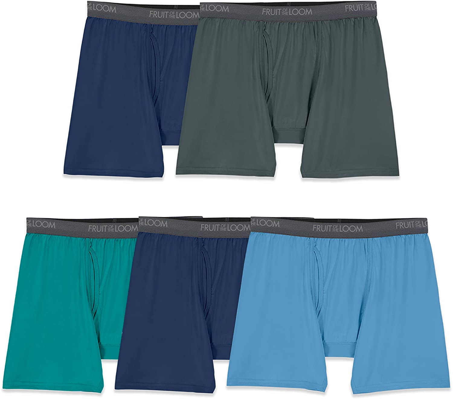 Fruit of the Loom Men's 360 Stretch Boxer Briefs (Quick Dry & Moisture Wicking)