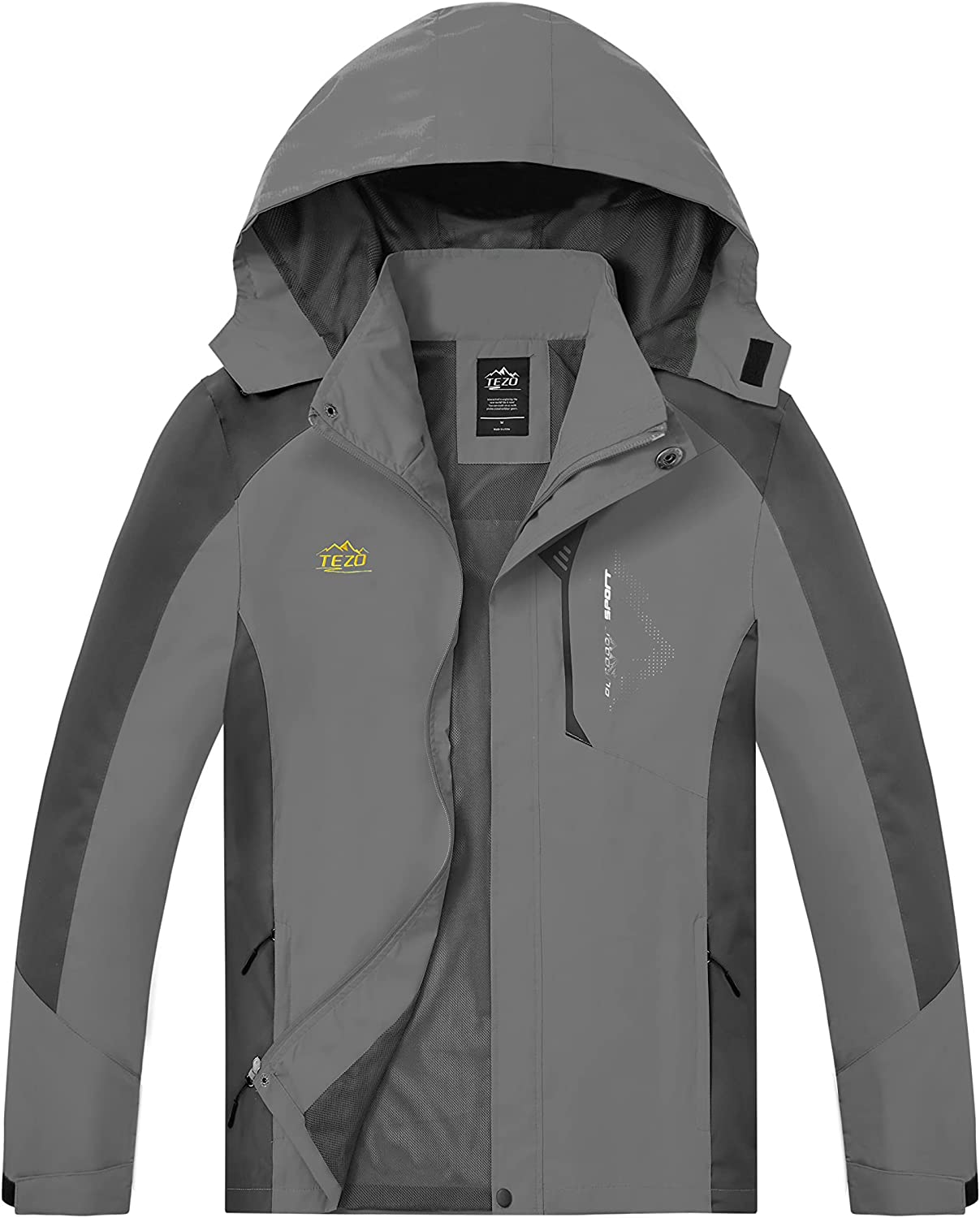 Mens Rain Jacket Waterproof with Hooded Hiking Coat Lightweight Windbreaker