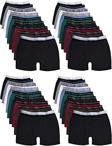 36 Pack Of Mens 100% Cotton Boxer Briefs Underwear, Great for Homeless Shelters Donations, Bulk, Assorted Colors