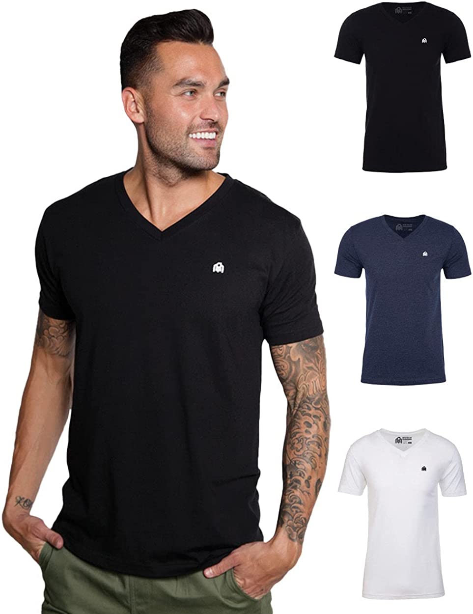 INTO THE AM V Neck T Shirts for Men - Casual Stylish Fitted Vneck Tees for Guys