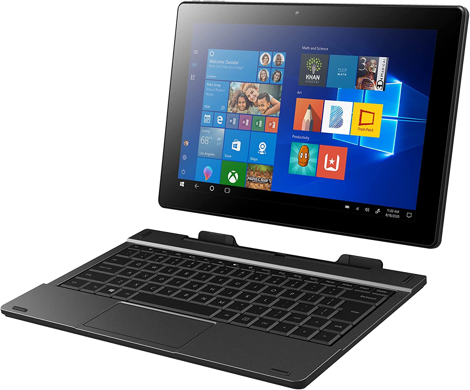 Packard Bell CloudBook 10.1 inch Windows 2 in 1 Computer Tablet Laptop W/ Detachable Keyboard, Touchscreen & Touchpad, Windows 10, Front & Back Camera, 4GB Ram & 64GB SSD, HD Display