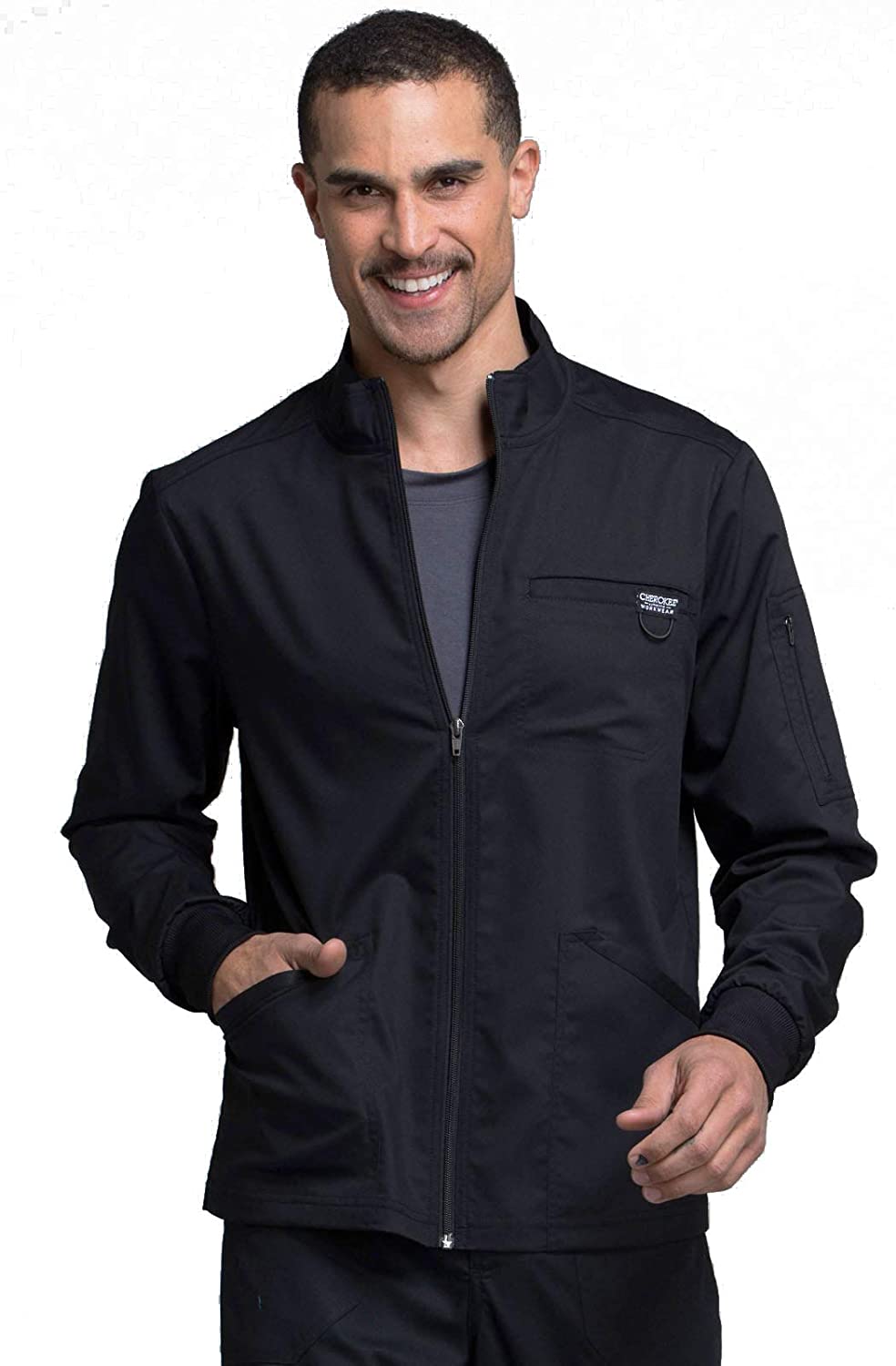 Cherokee Men Scrubs Jacket Workwear Revolution Zip Front WW320