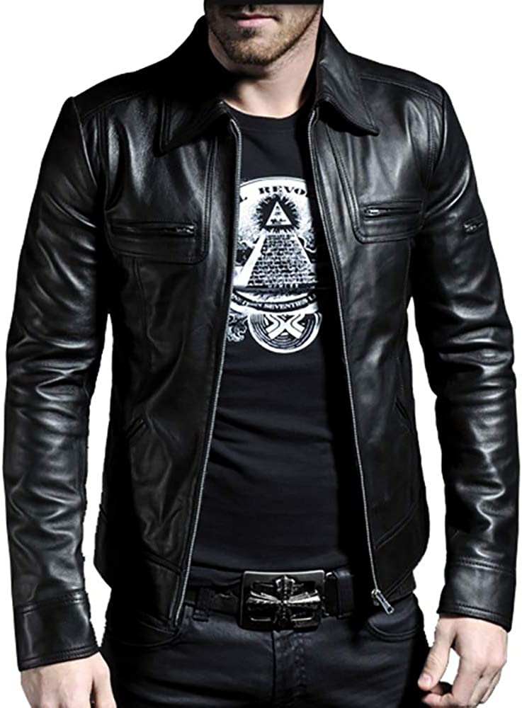 Laverapelle Men's Genuine Lambskin Leather Jacket (Black, Biker Jacket) - 1501200
