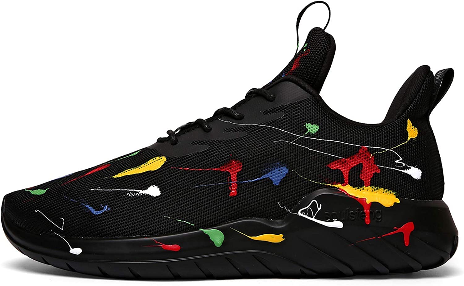 Soulsfeng Mens Running Shoes Mesh Breathable Lightweight Cushioning Training Athletic Sneakers