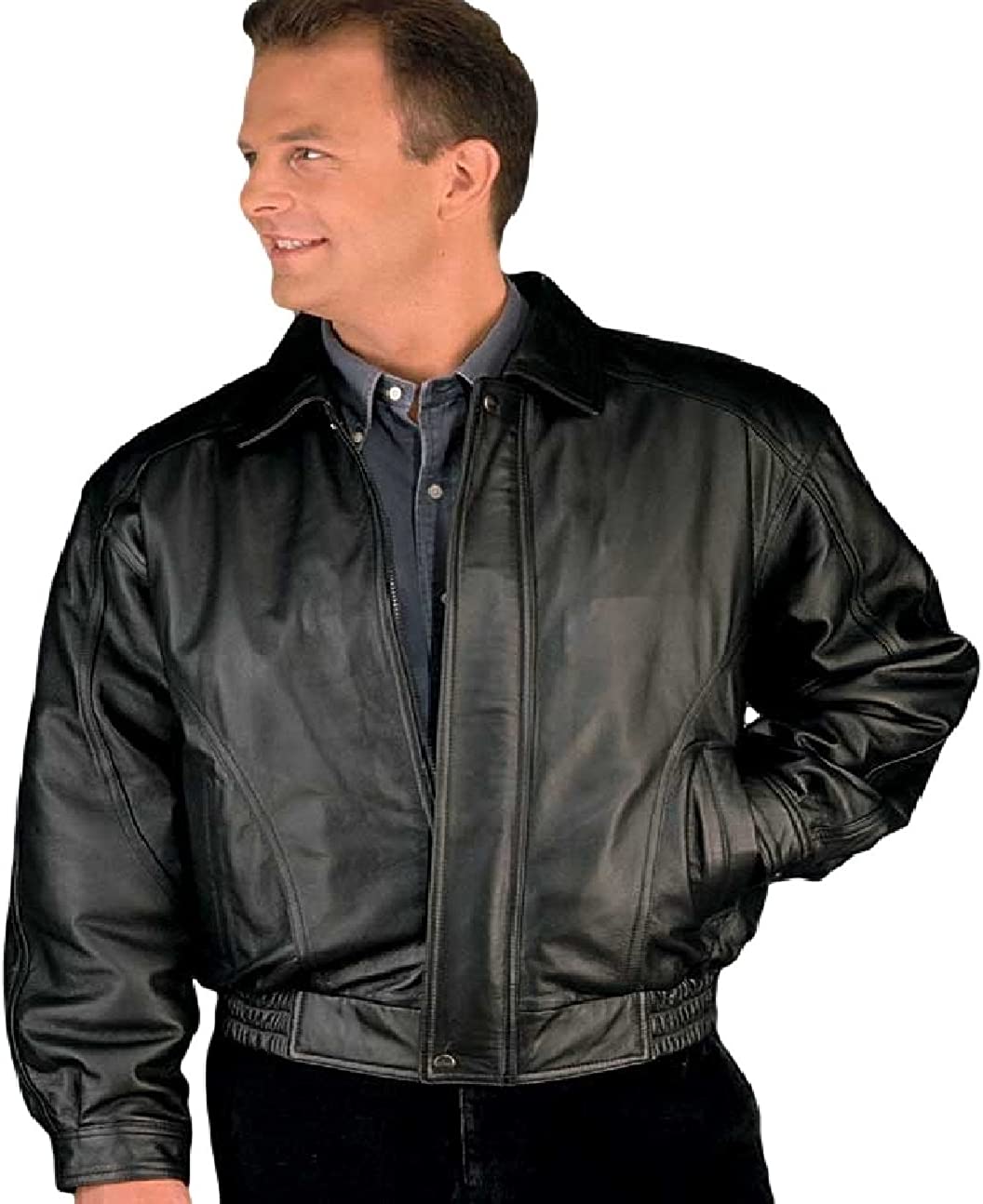 Reed Men's American Style Bomber Genuine Leather Jacket