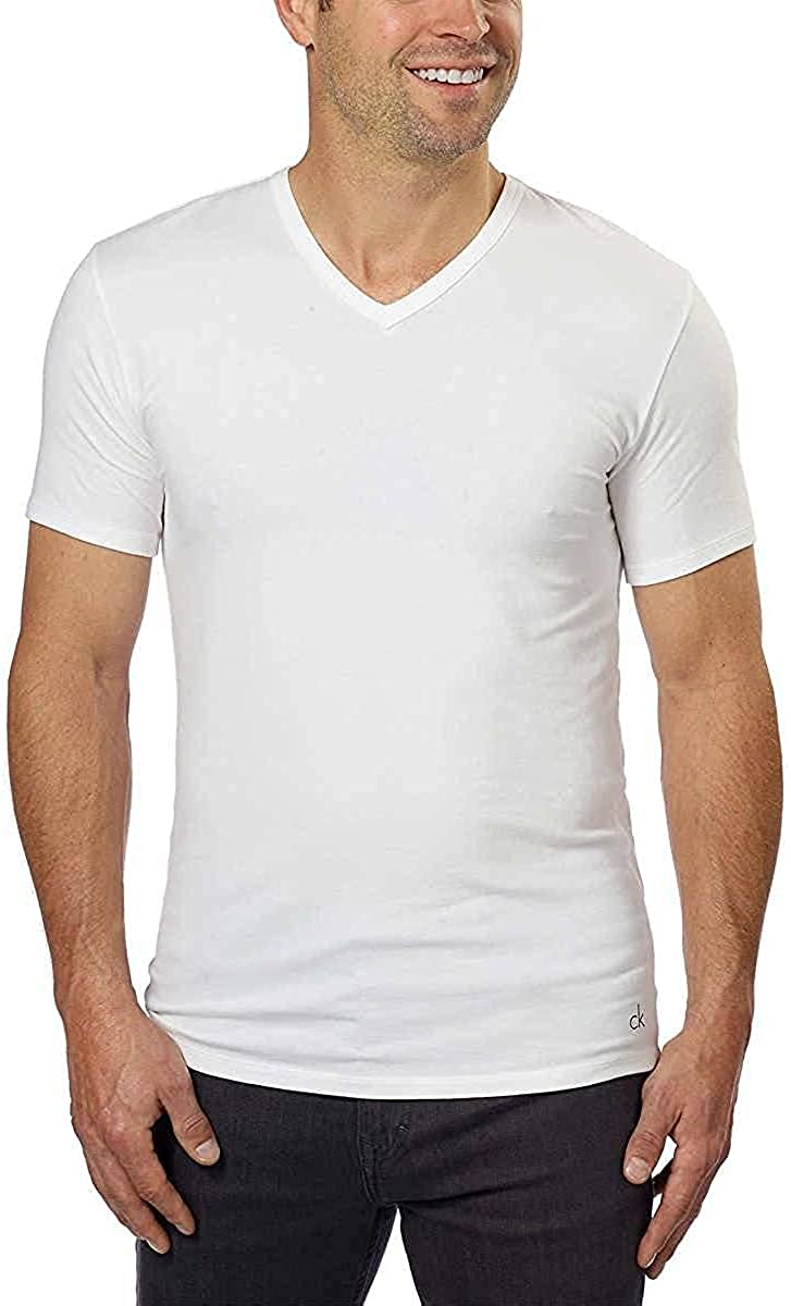 Calvin Klein Cotton Stretch V-Neck, Classic Fit T-Shirt, Men's (3-pack) (White or Black)
