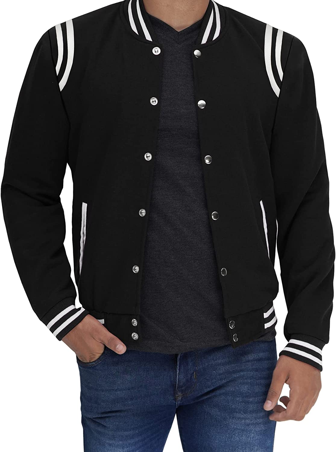 Decrum Light Blue Varsity Wool - Baseball Jacket for Mens