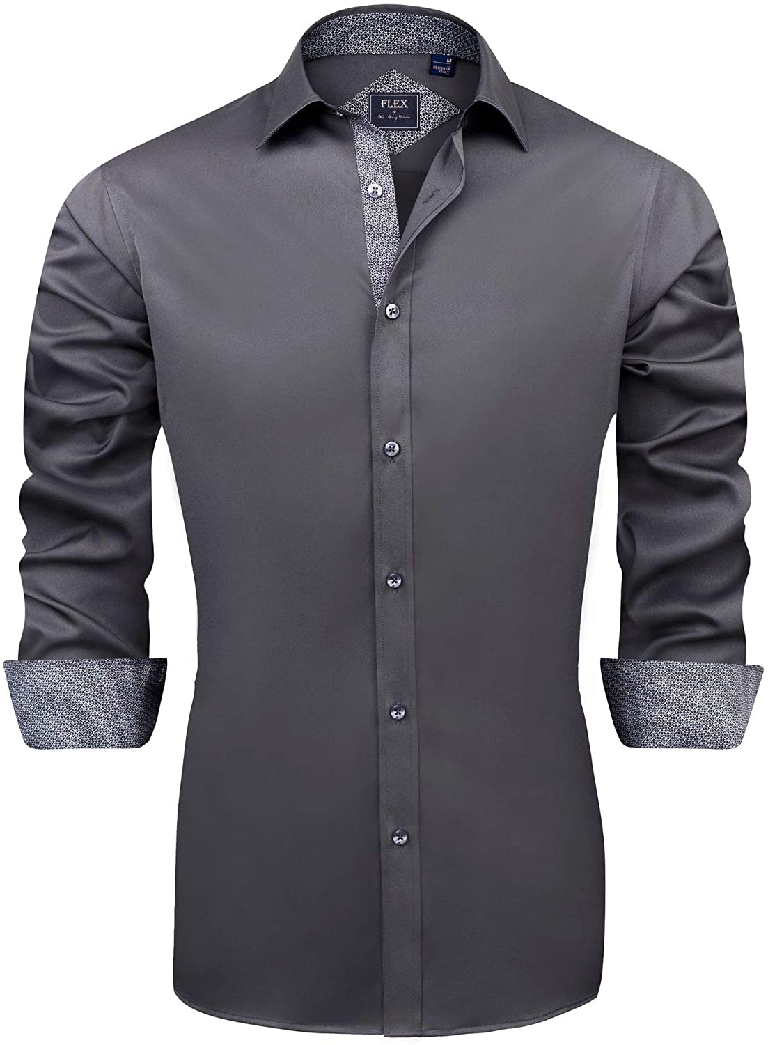 J.Ver Men's Casual Long Sleeve Stretch Dress Shirt Wrinkle-Free Regular Fit Button Down Shirts