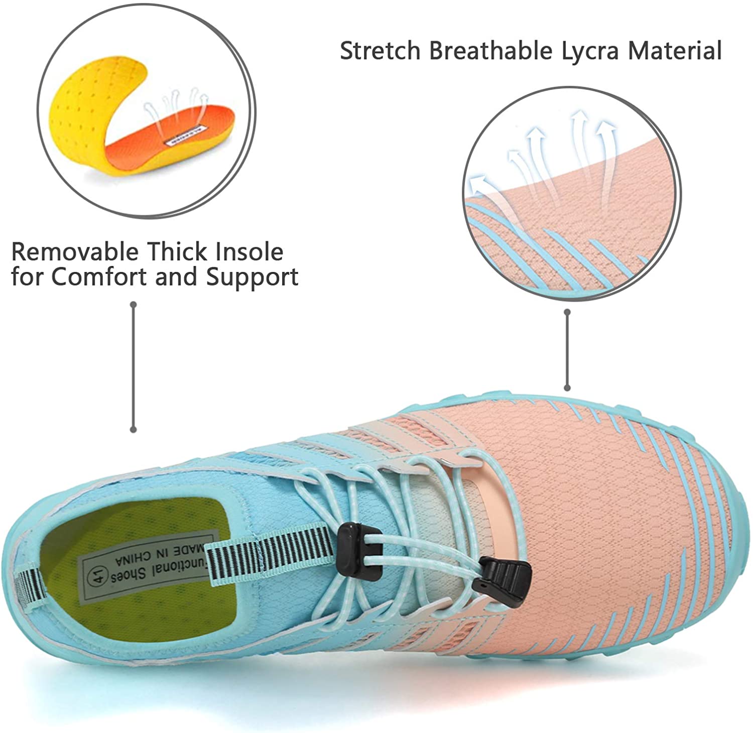 Water Shoes Mens Womens Beach Swim Shoes Quick-Dry Aqua Socks Pool Shoes for Surf Yoga Water Aerobics