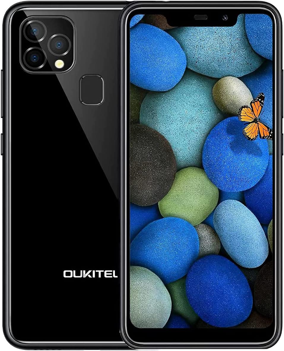 Unlocked Cell Phone, 4GB+128GB Android 10, Support T-Mobile Me​​troPCS Straight Talk, OUKITEL 2021 Dual SIM Smartphone C22 5.86 Inch HD Screen+Rear 3 Camera Face & Fingerprint ID|Black