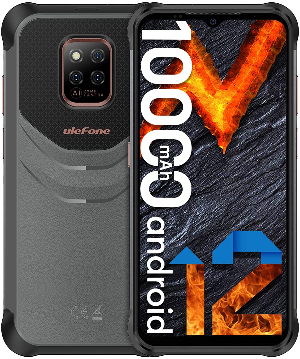 Rugged Phones, Ulefone Power Armor 14 Pro 10000mAh, Android 12, 6GB+128GB, Helio G85 Octa-core Waterproof Rugged Smartphone, 6.52” HD+, 20MP AI Camera, Fast Charging Unlocked Cell Phone Dual Sim 4G