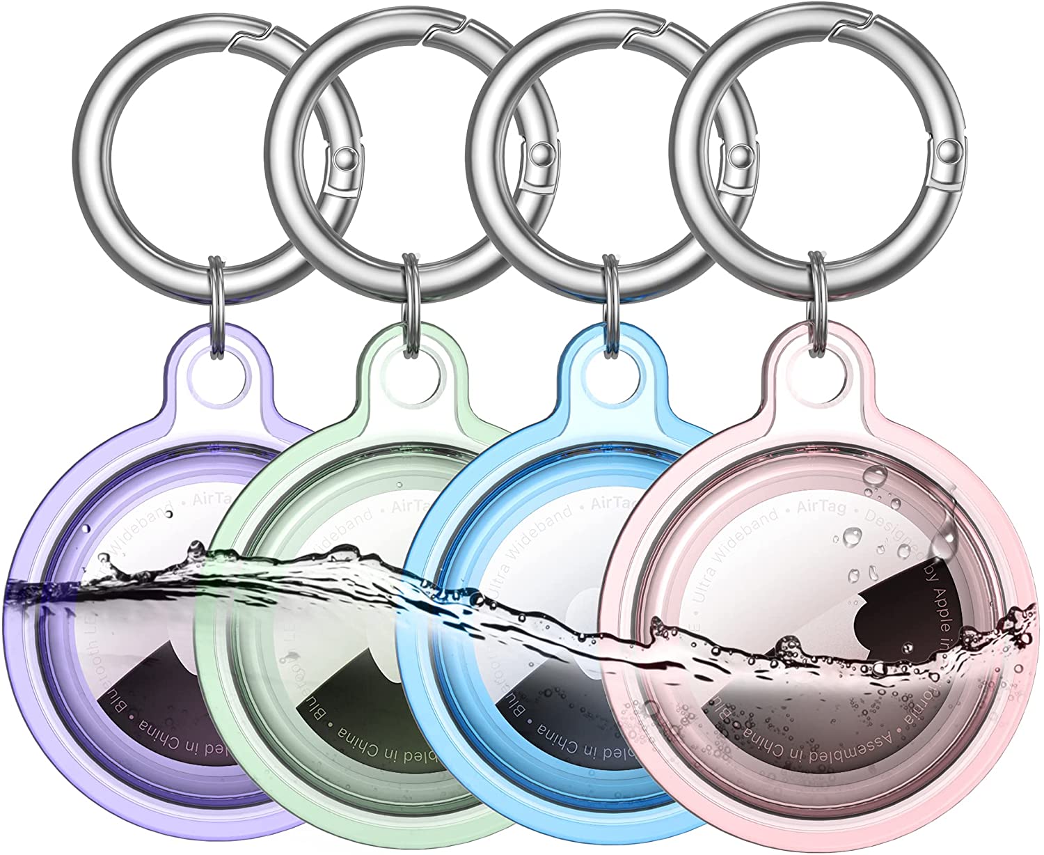 Waterproof Airtag Holder, DDJ 4 Pack Apple Airtag Keychain, AirTag Case for Dog Collar, Luggage, Keys, Full Body Anti-Scratch Protective (4 Colors)